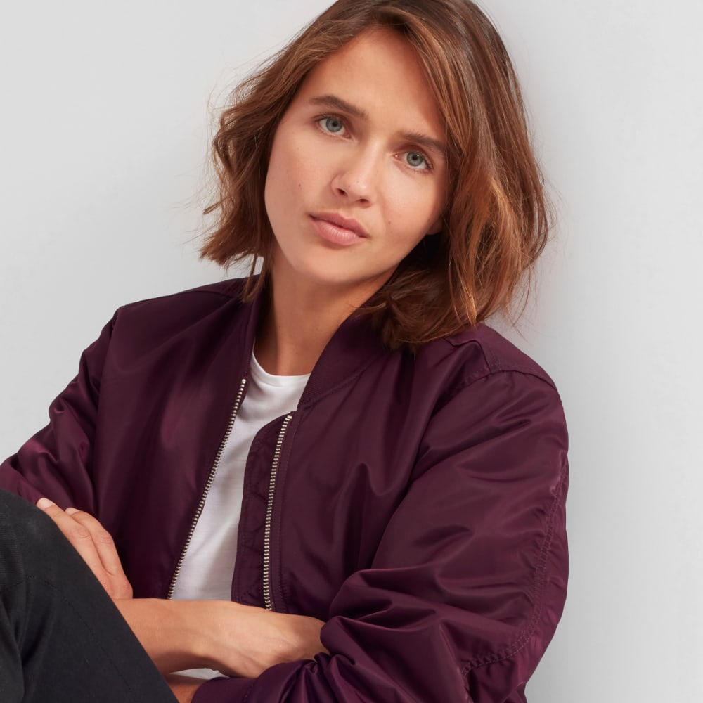 Womens maroon bomber jacket on sale