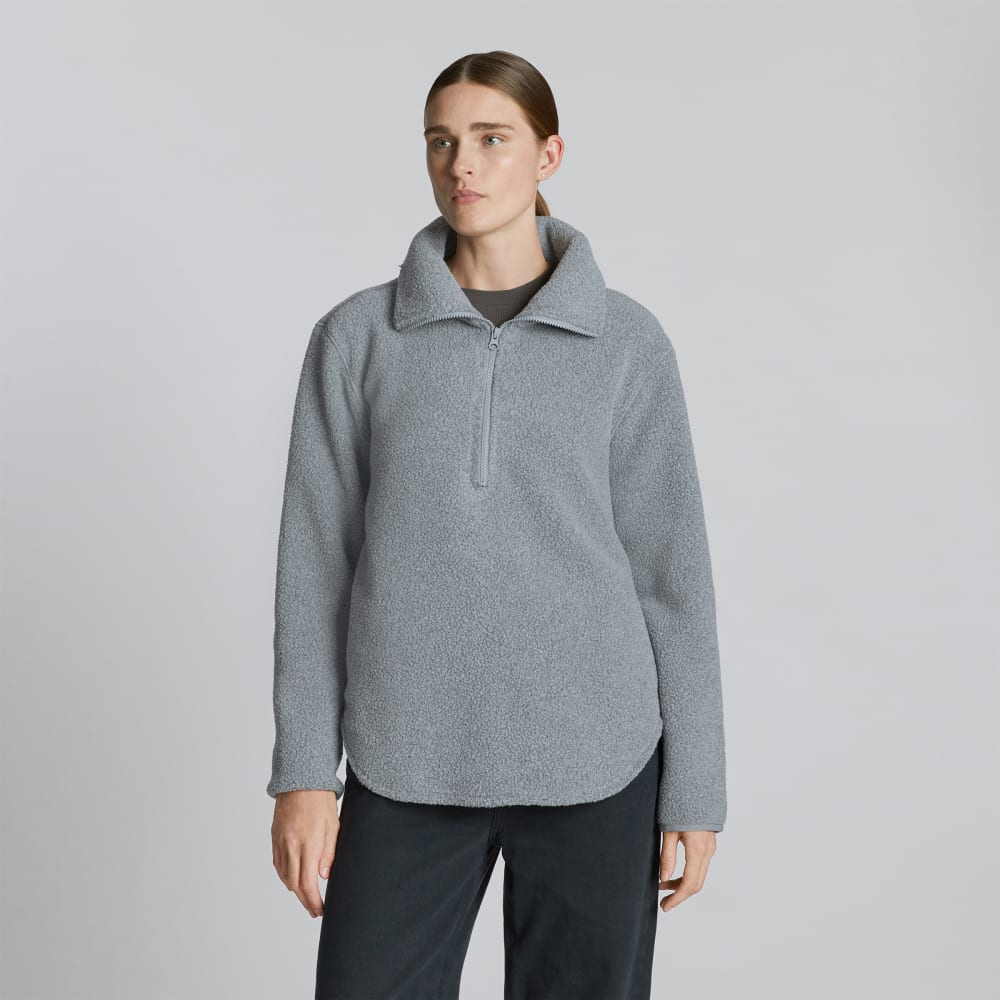Everlane Renew Fleece Oversized Half-zip Sweater - Black