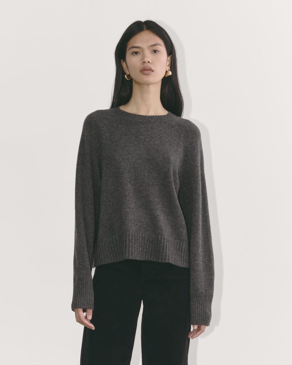 The Boxy Crew in Cashmere Black Everlane