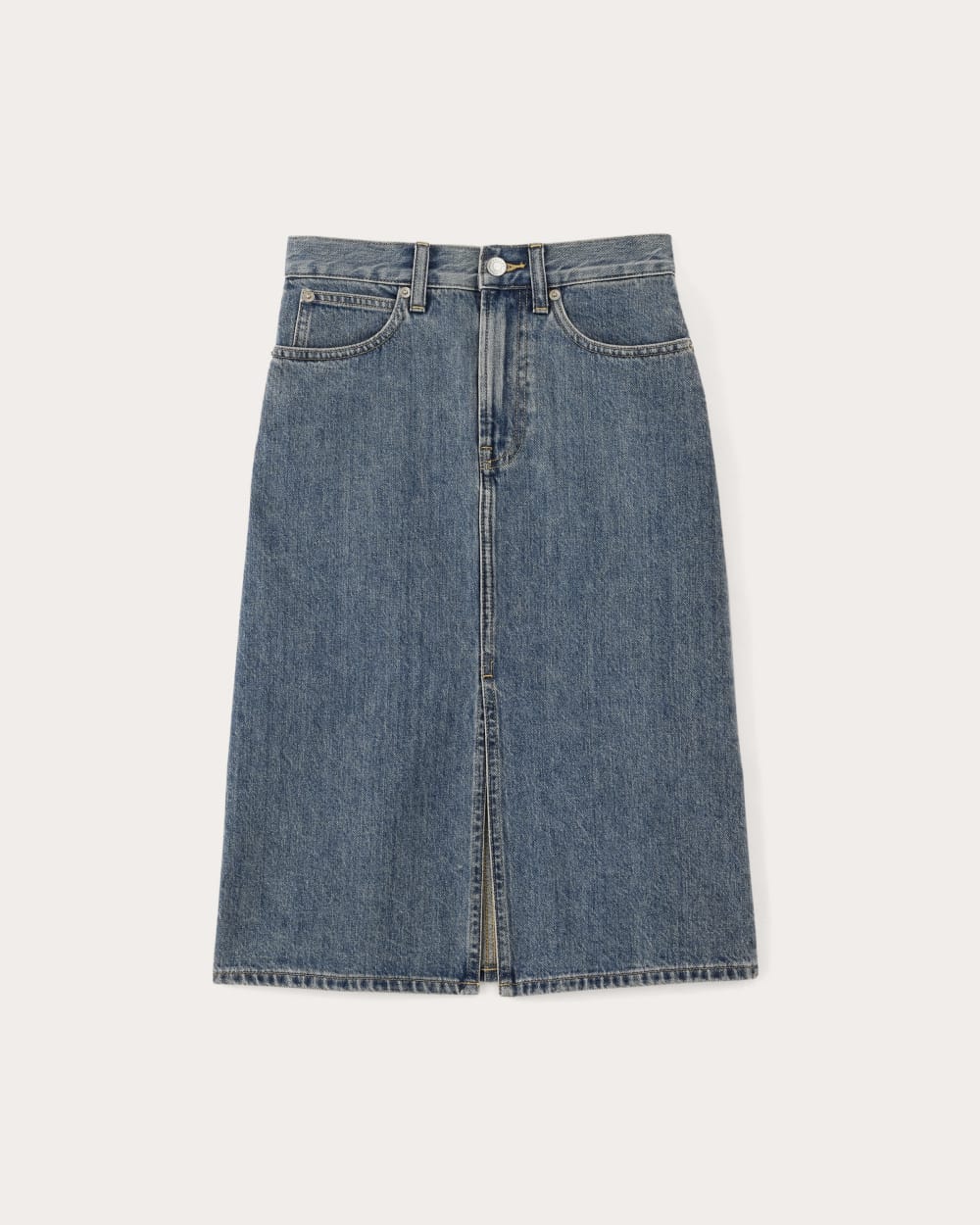 Denim Skirt Everlane The Mid-Way Skirt Mid Blue – Everlane