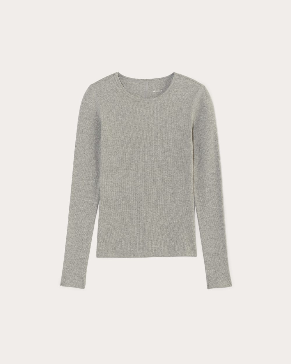 The Luxe Rib Long Sleeve Crew Heathered Tan Everlane