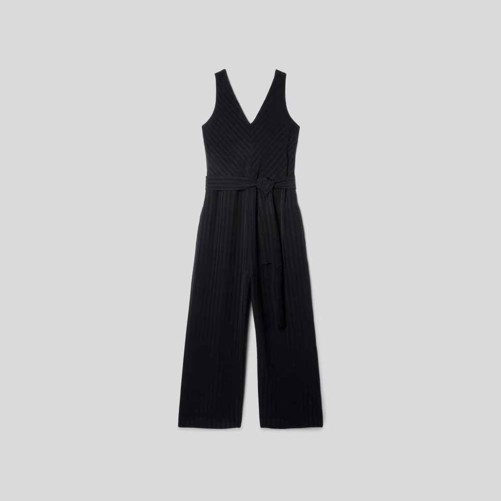 The City Stripe Draped Jumpsuit Black Everlane