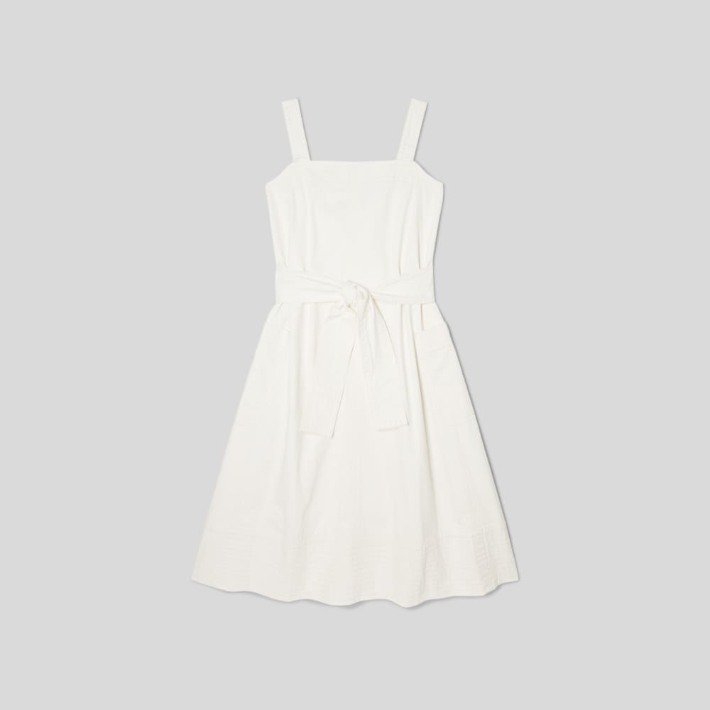 ワンピース WOOL HERRINGBONE DRESS BORDERS atBALCONY Korra One-Shoulder Contrast Gown | SHO
