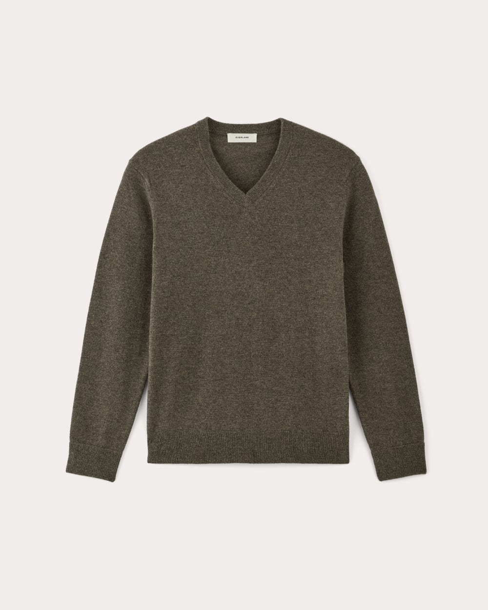 The Cashmere V Neck Sweater Heathered Army Green Everlane