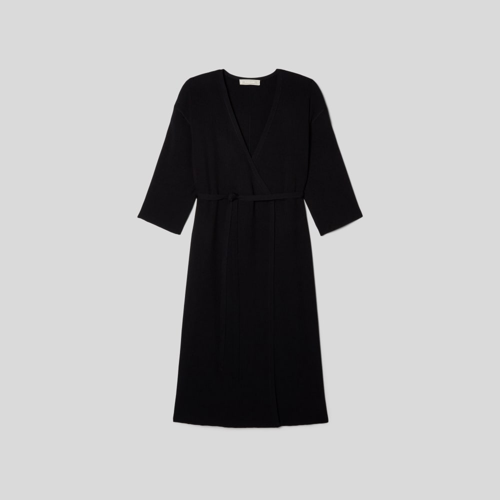 The Ribbed Wrap Midi Dress Black – Everlane