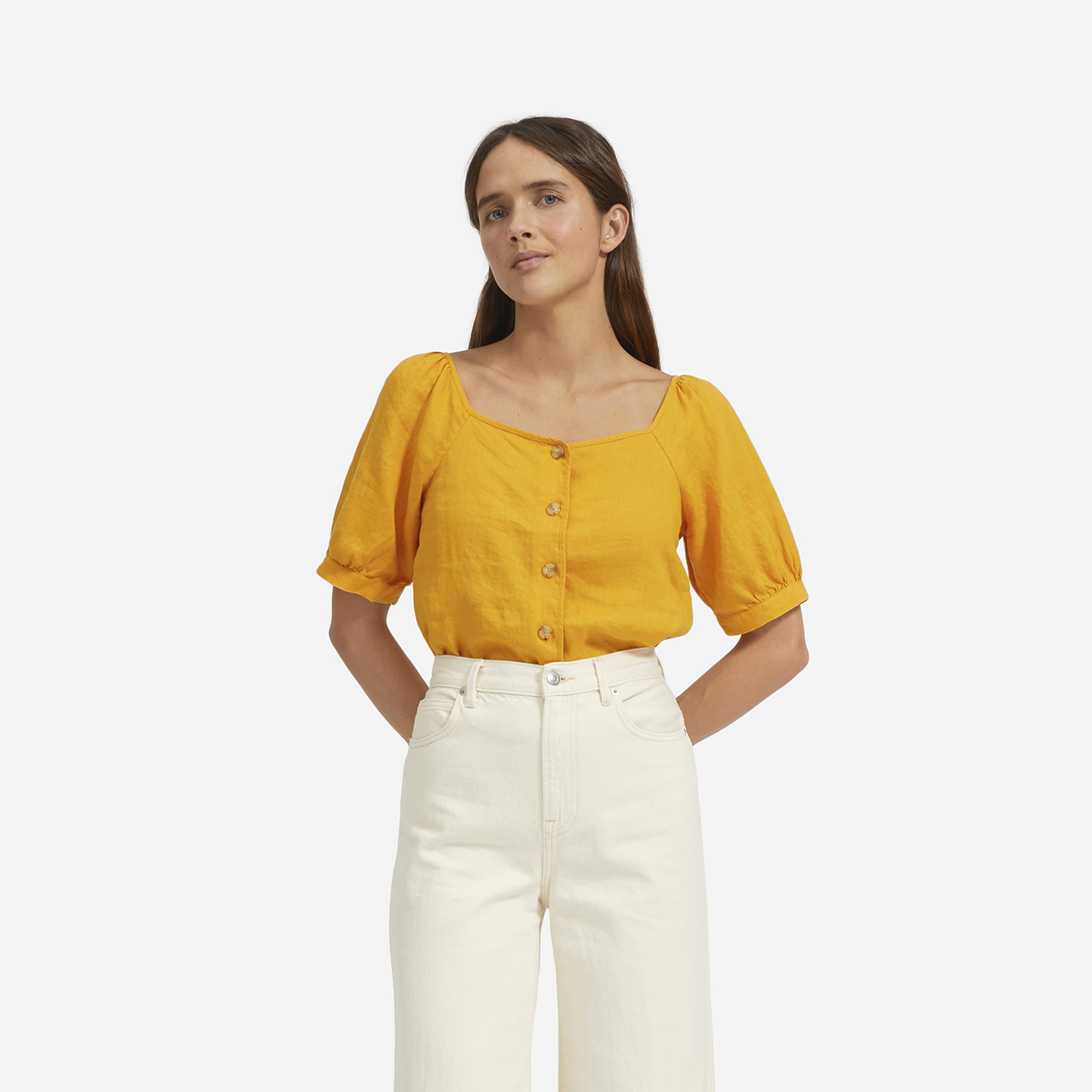 yellow puff sleeve top