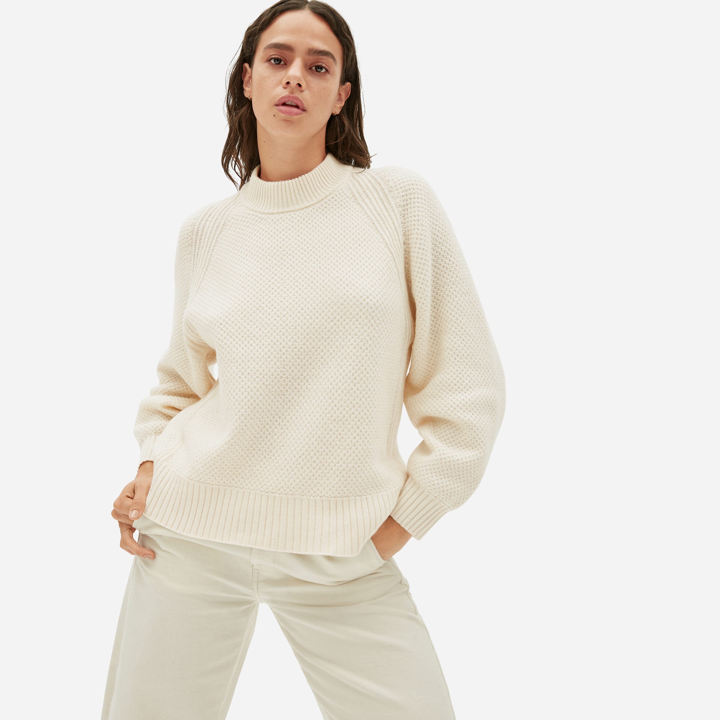 everlane oversized fleece crew