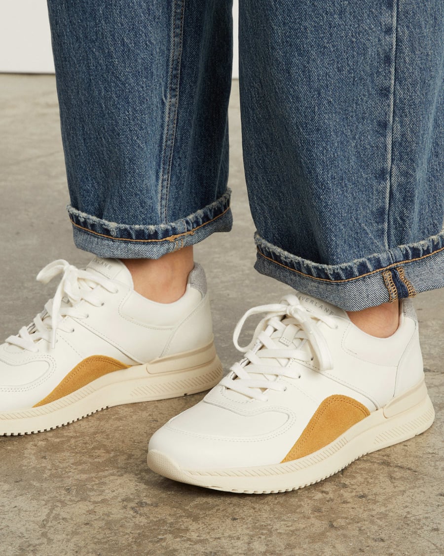 Everlane The Trainer Leather Sneaker in Off-White
