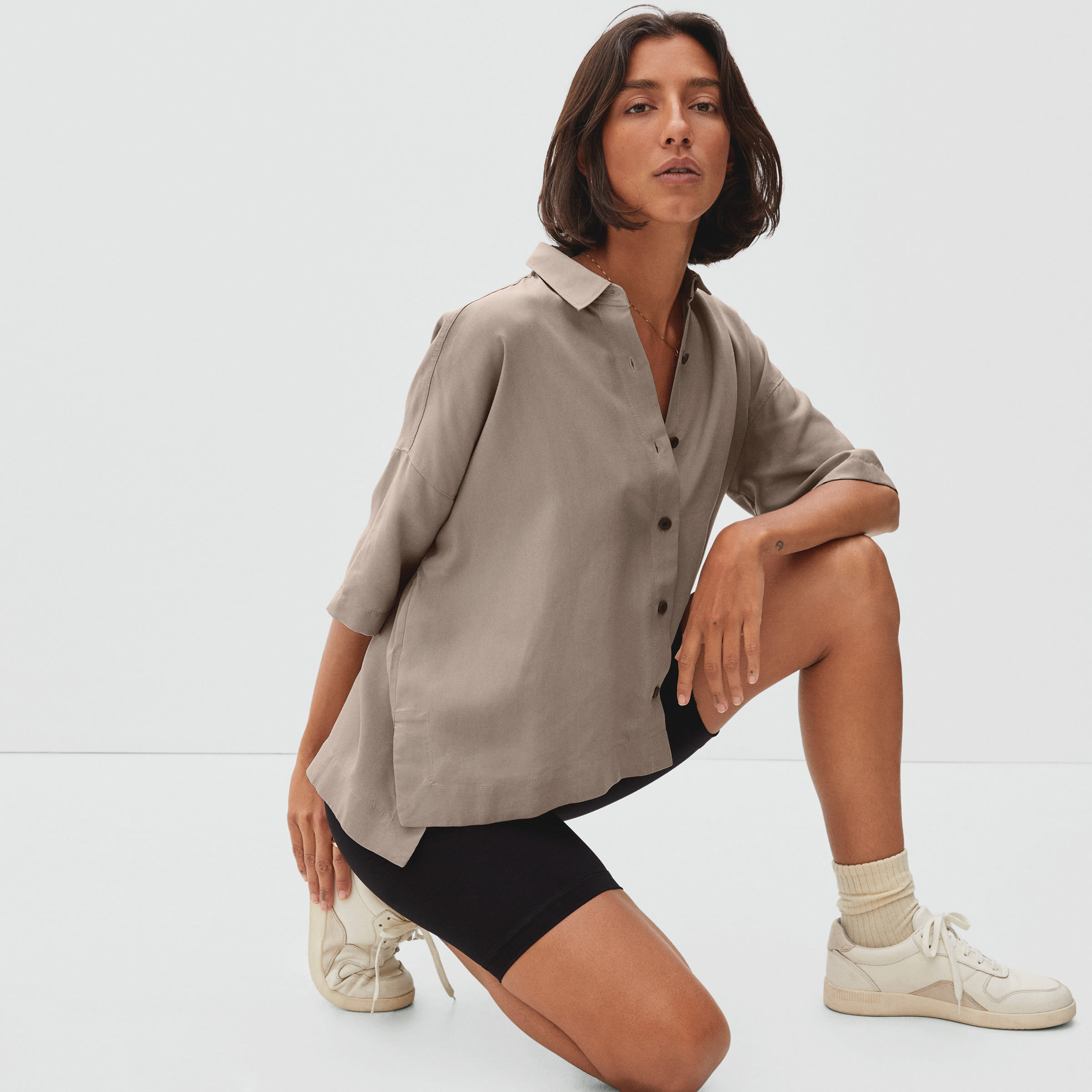 The Drapey Square Shirt Bone – Everlane