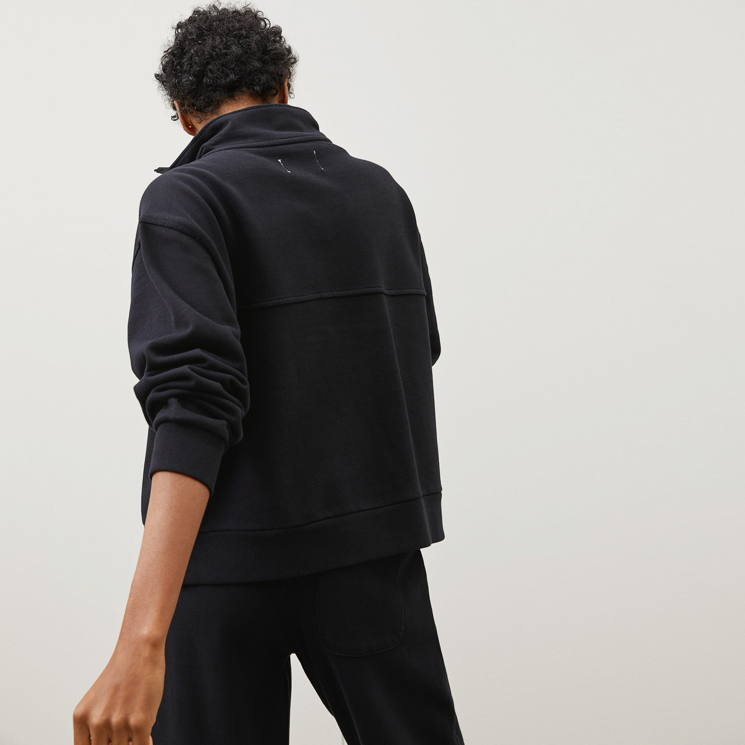 Everlane Track Half-Zip in Black, Size 2XS