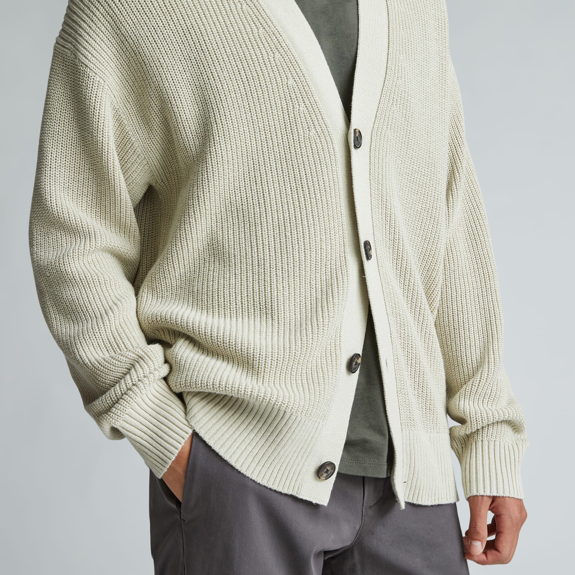 Mens top ribbed cardigan