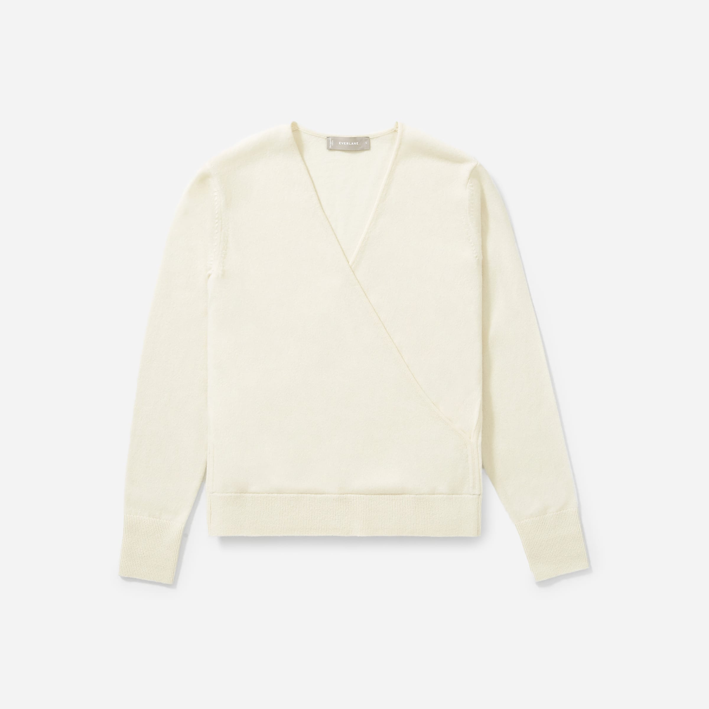 white cashmere wrap sweater