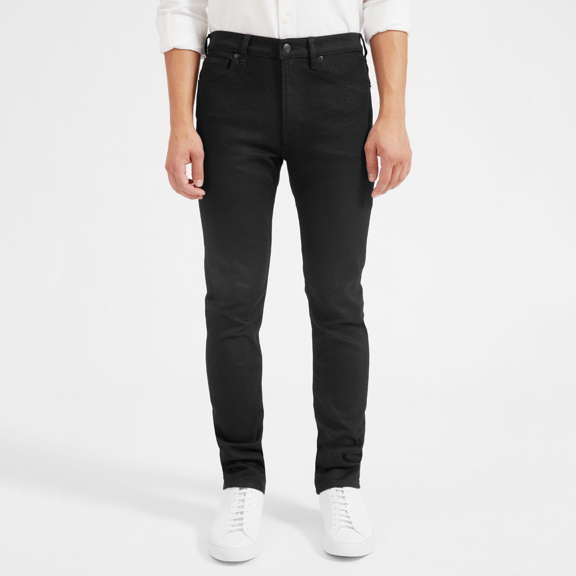black slim tapered jeans mens