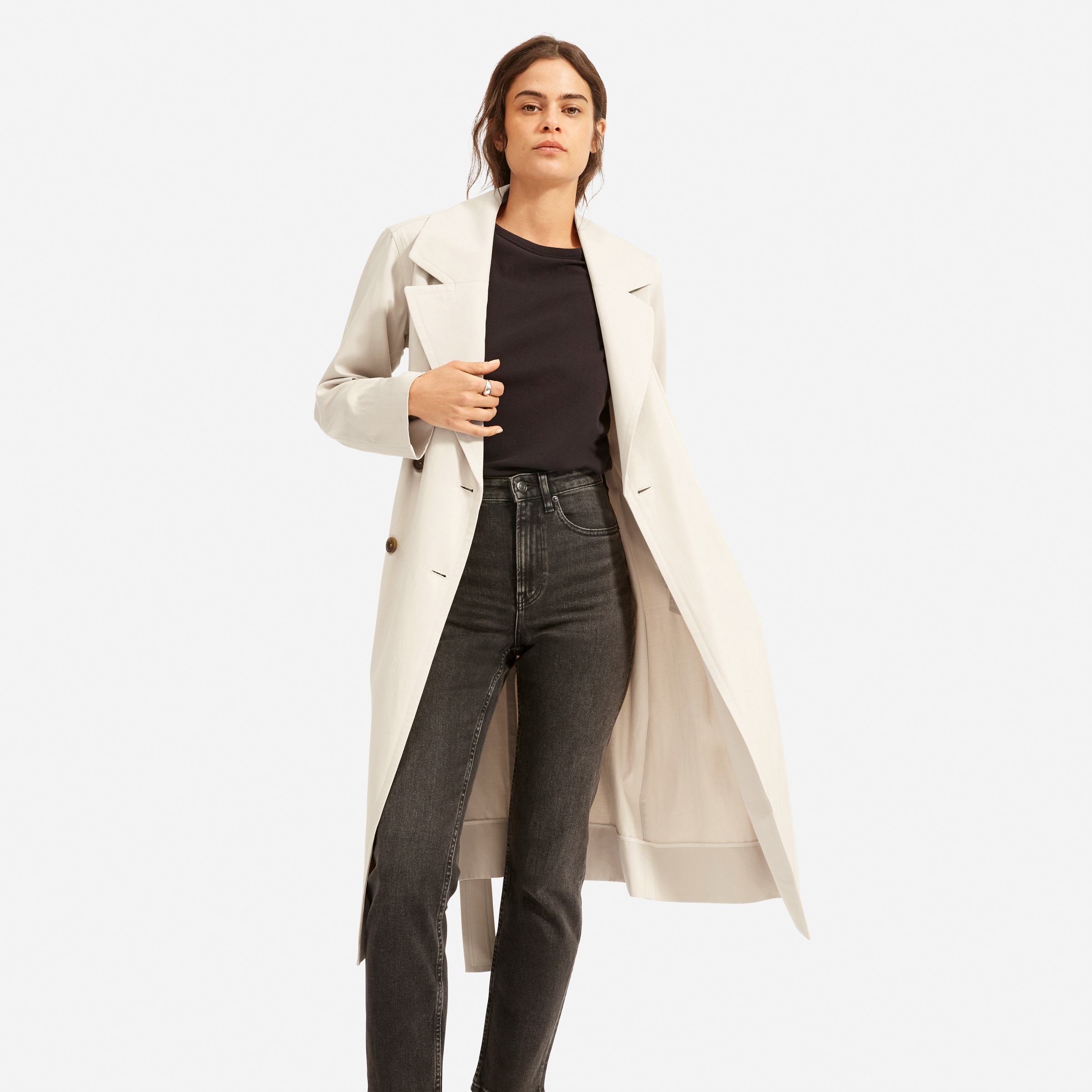 drapey open trench coat