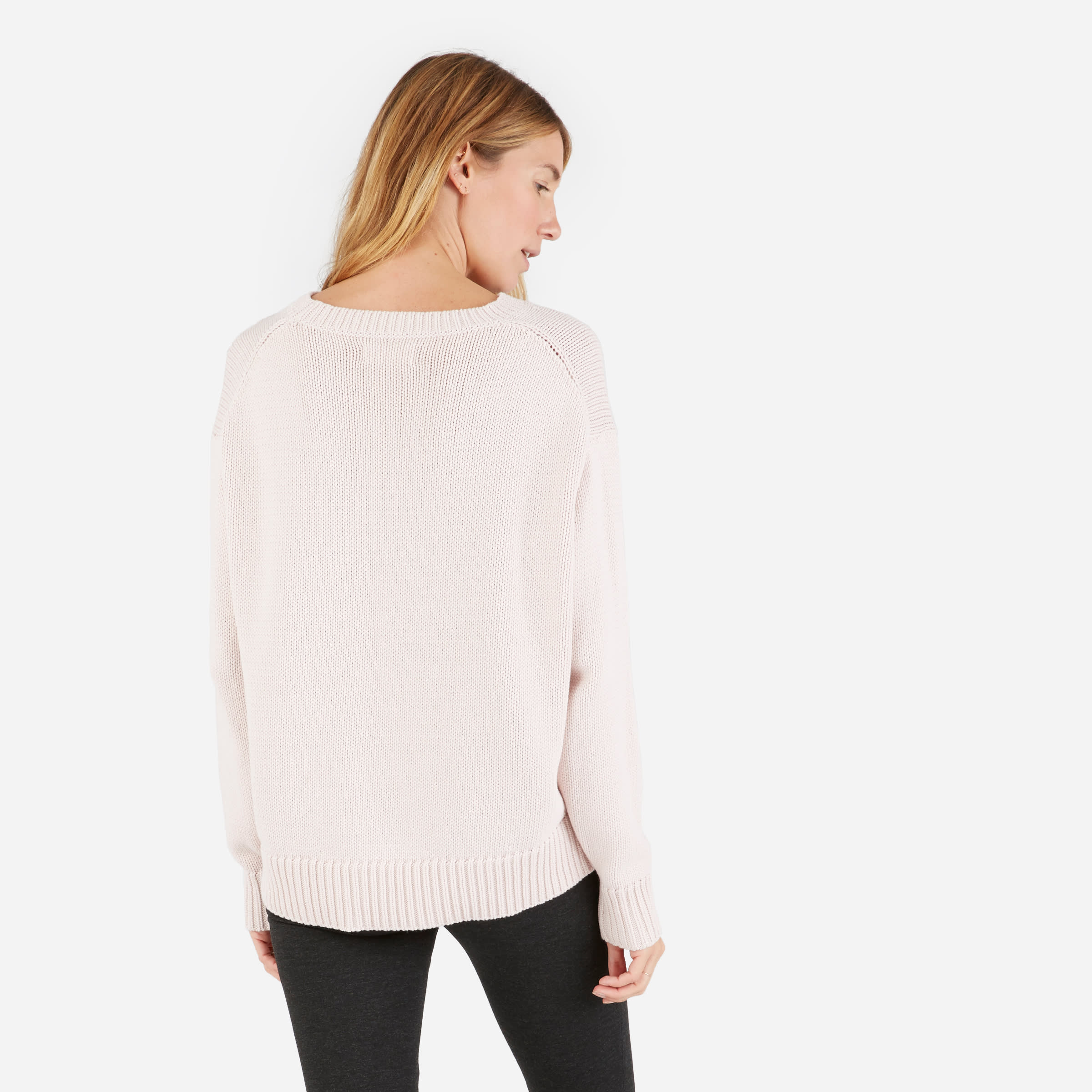 The Chunky Knit Cotton Crew Pale Pink 