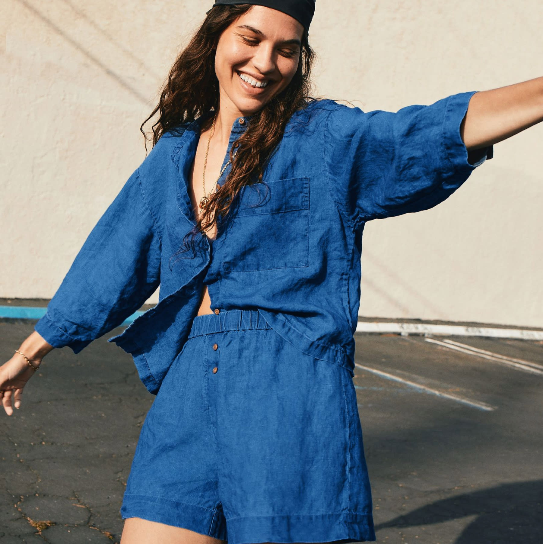 The Linen Billow Blouse Indigo – Everlane