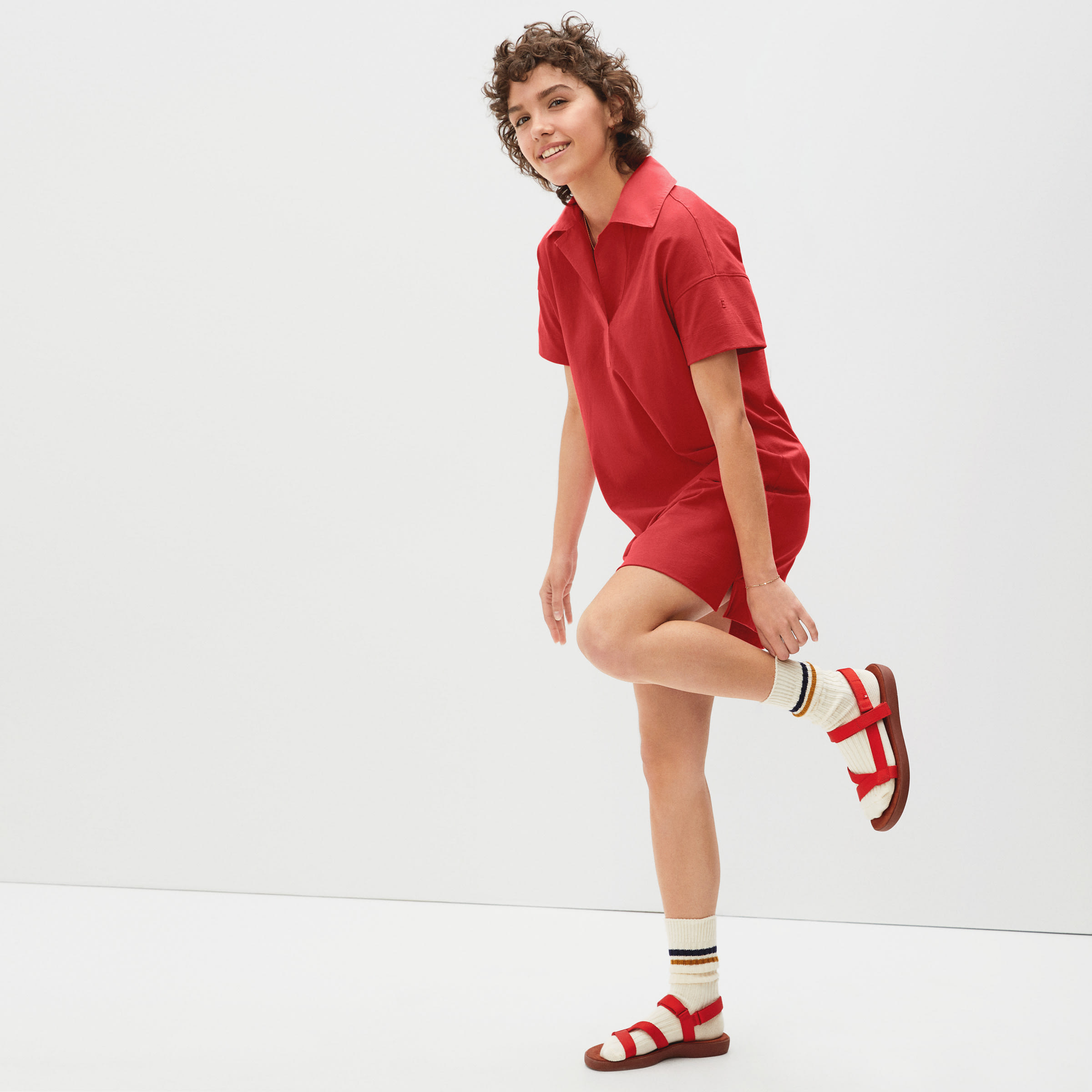 The Retro Jersey Polo Dress Scarlet 