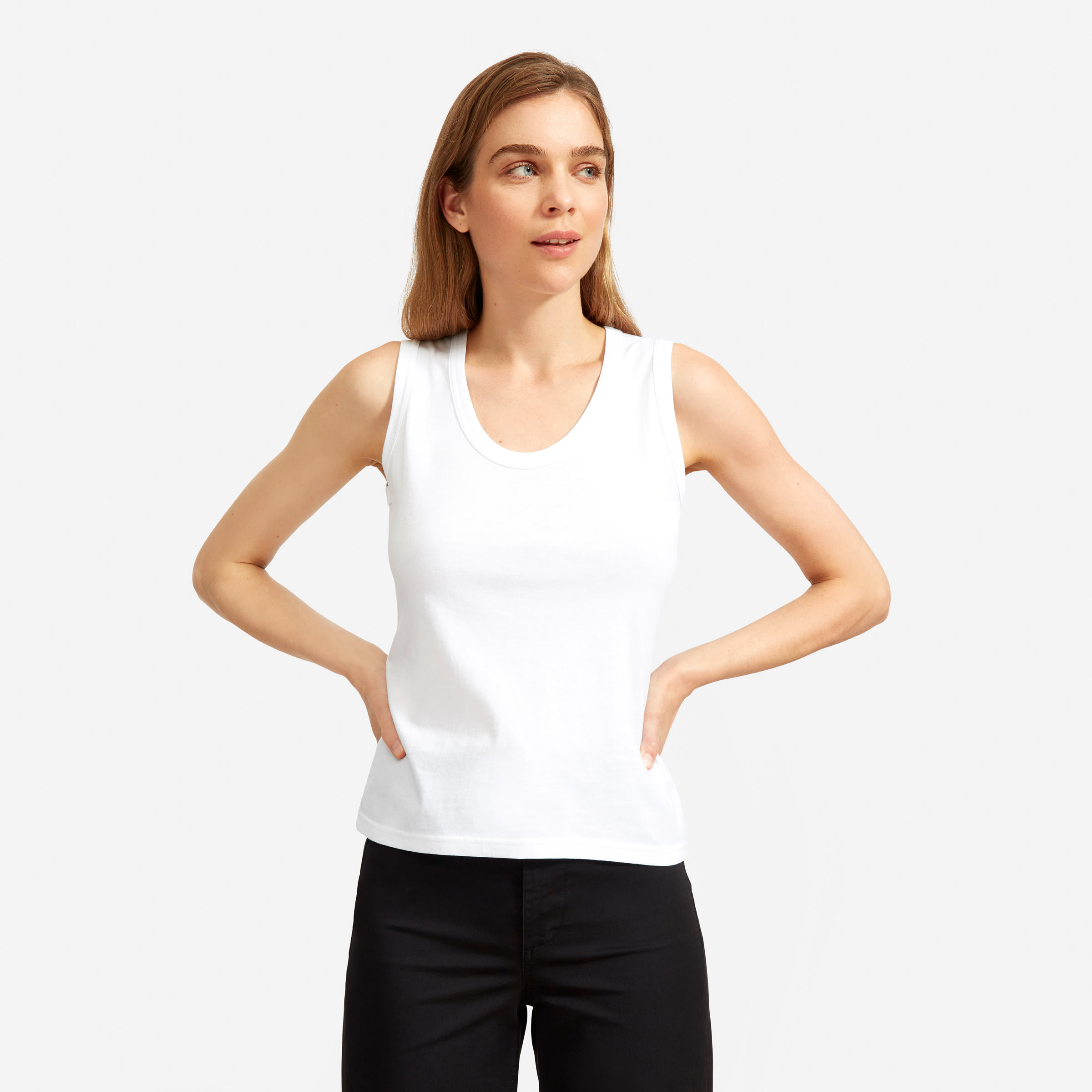White scoop neck tank Clearance