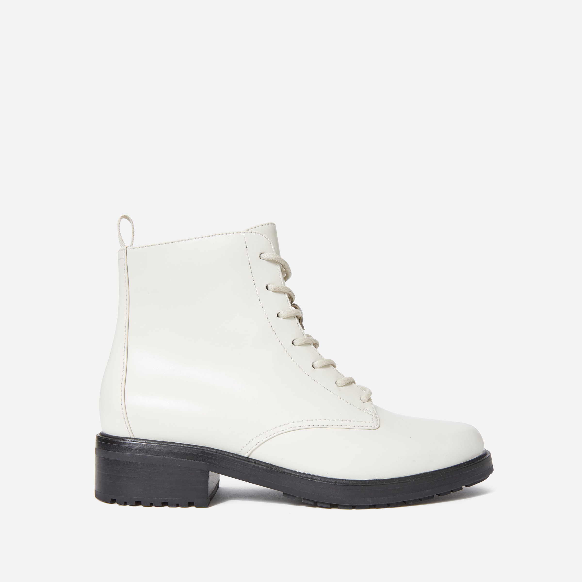 white lace up boot