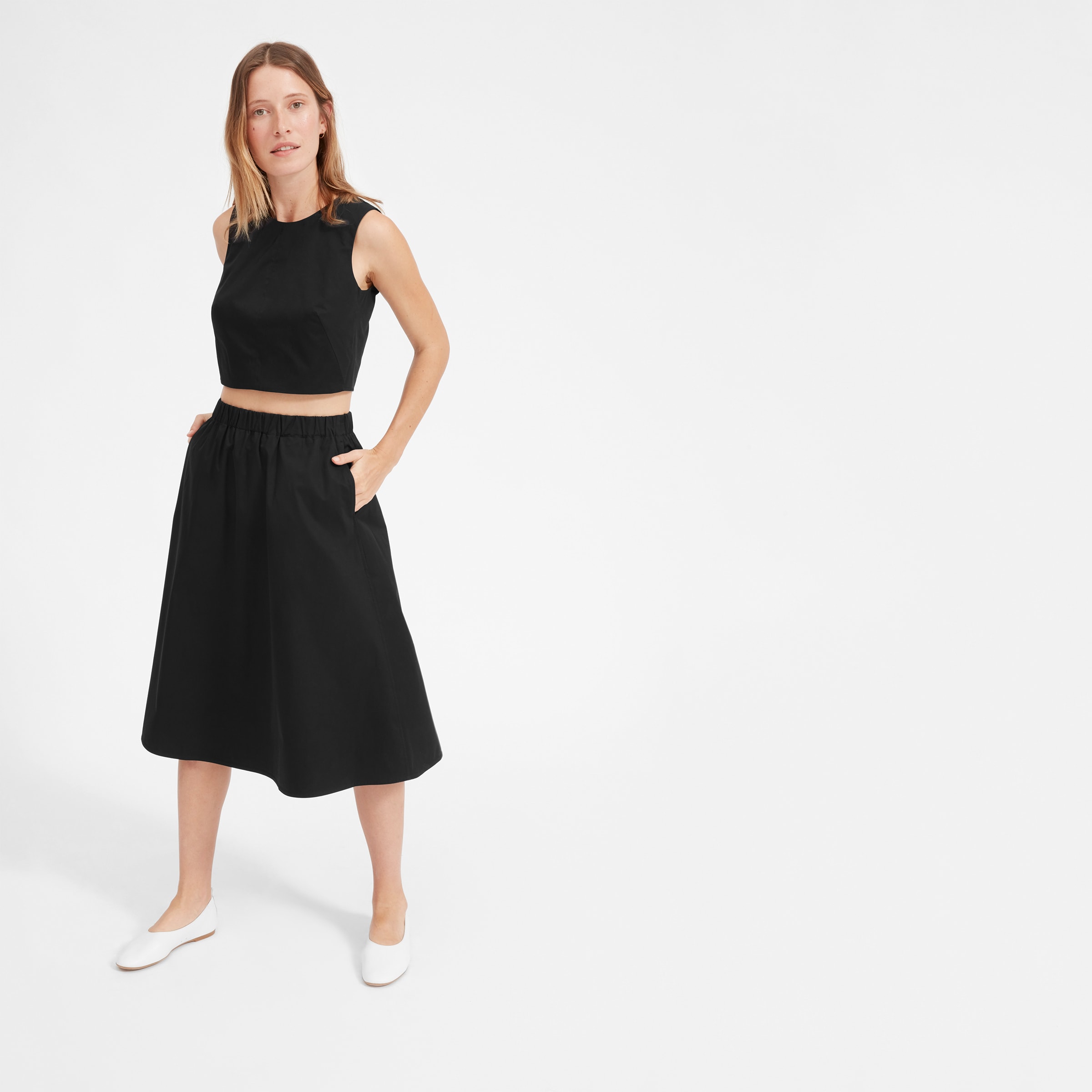 black a line cotton skirt