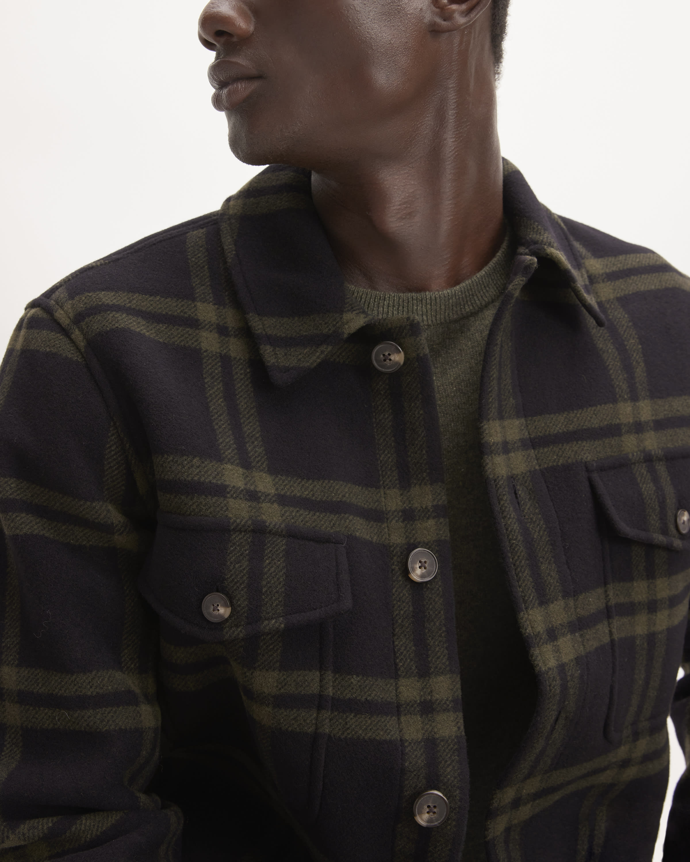 The ReWool® Oversized Shirt Jacket Black / Olive – Everlane