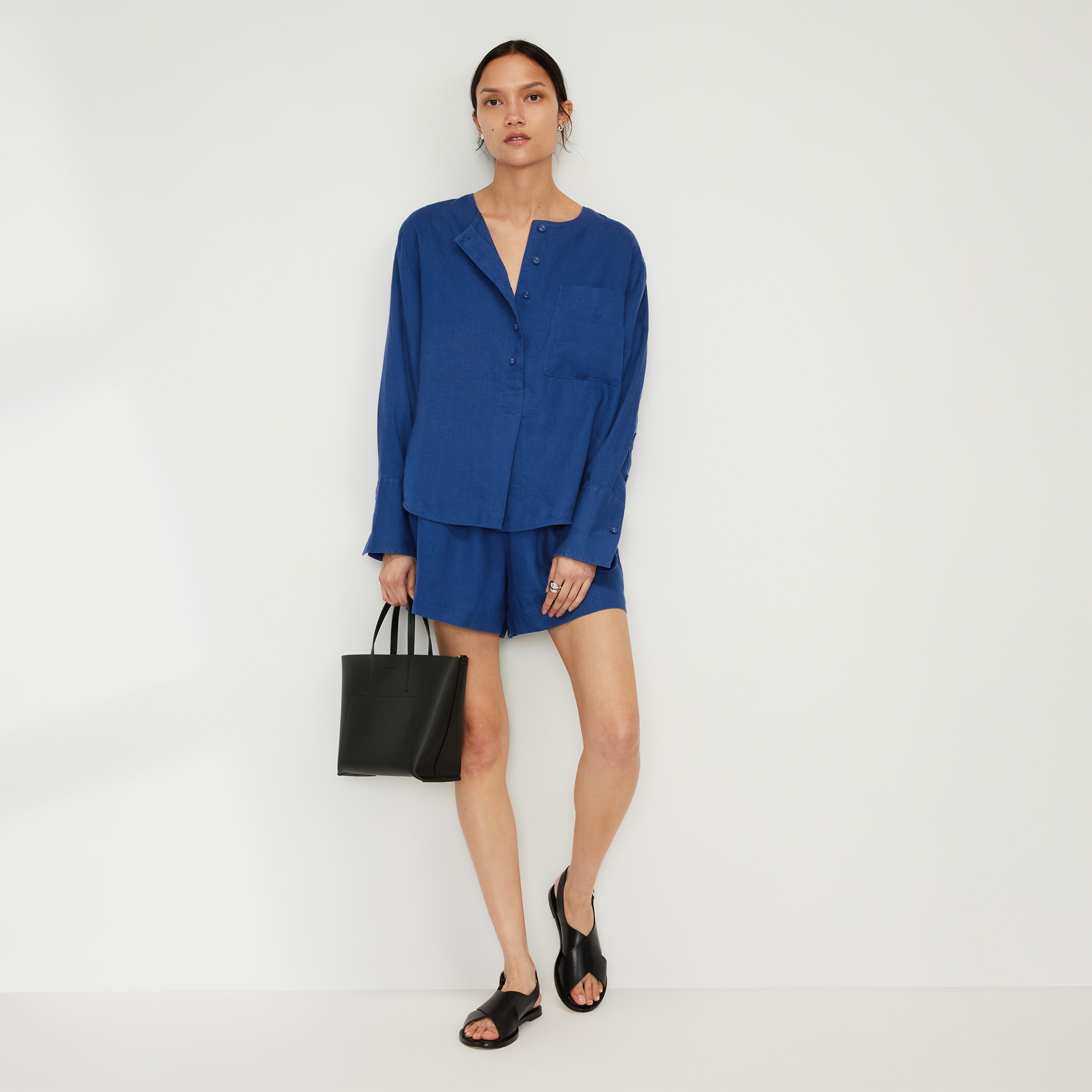 The Linen Popover Shirt Mazarine Blue Everlane