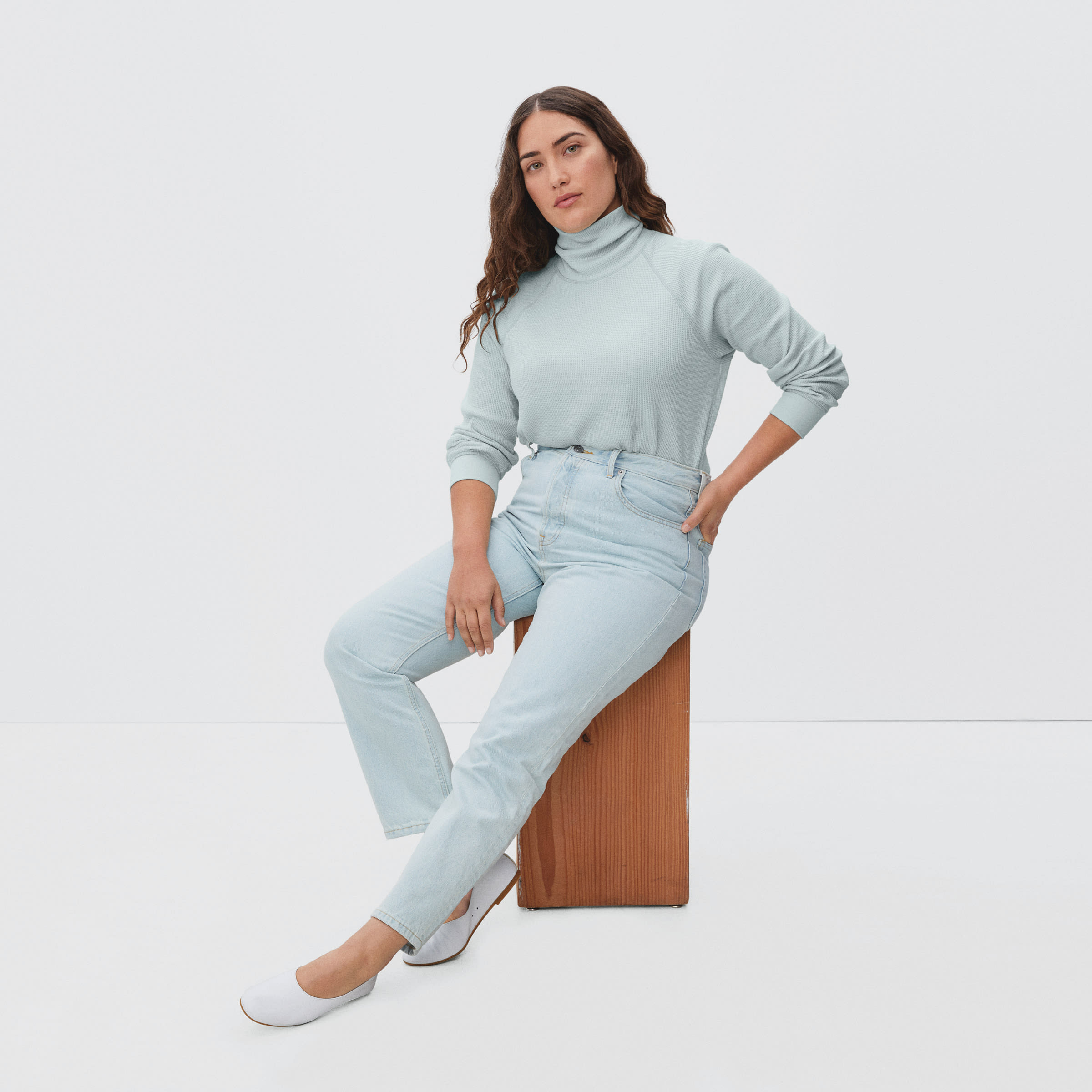 Organic Cotton Turtleneck Waffle Tee 