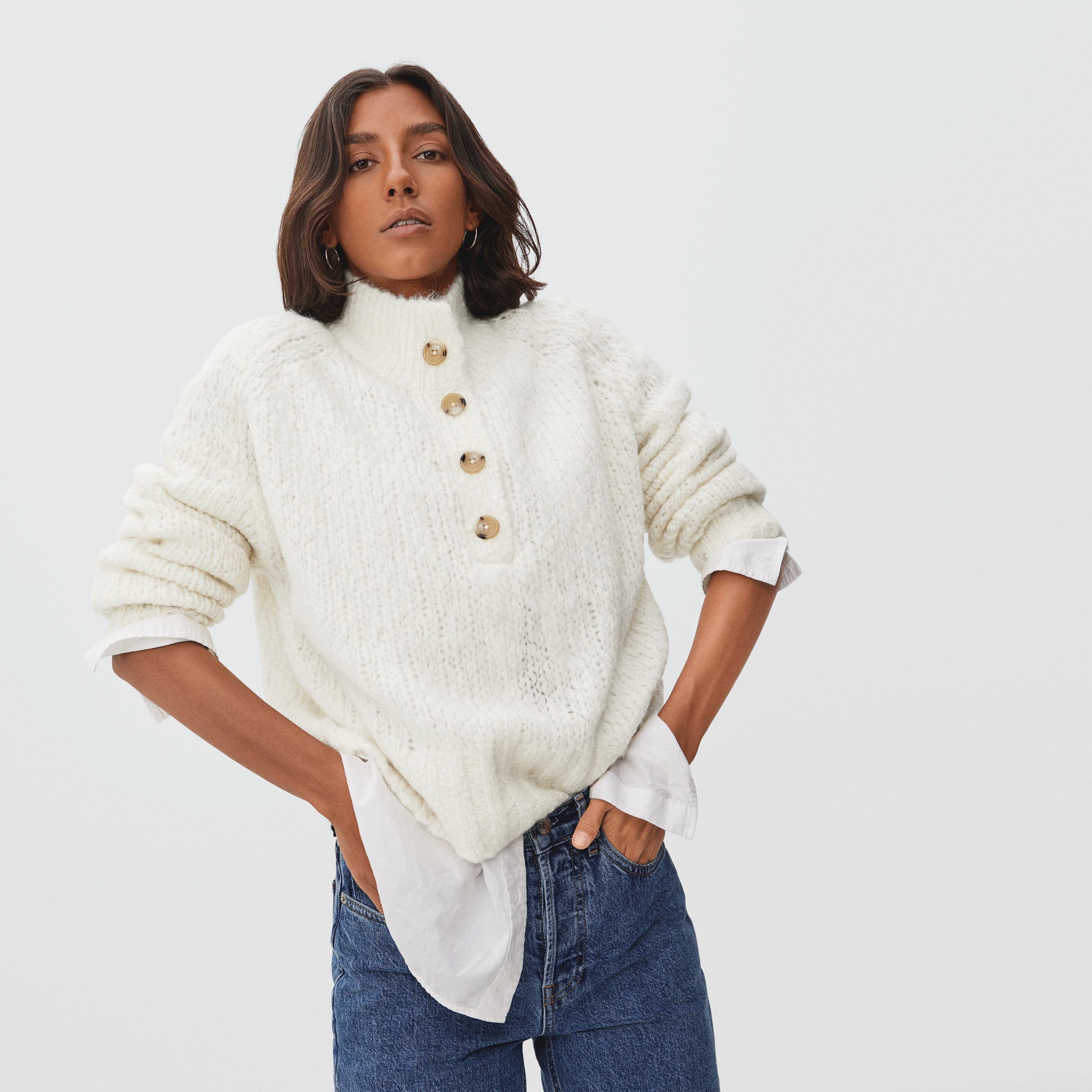 The Lofty-Knit Henley Snow – Everlane