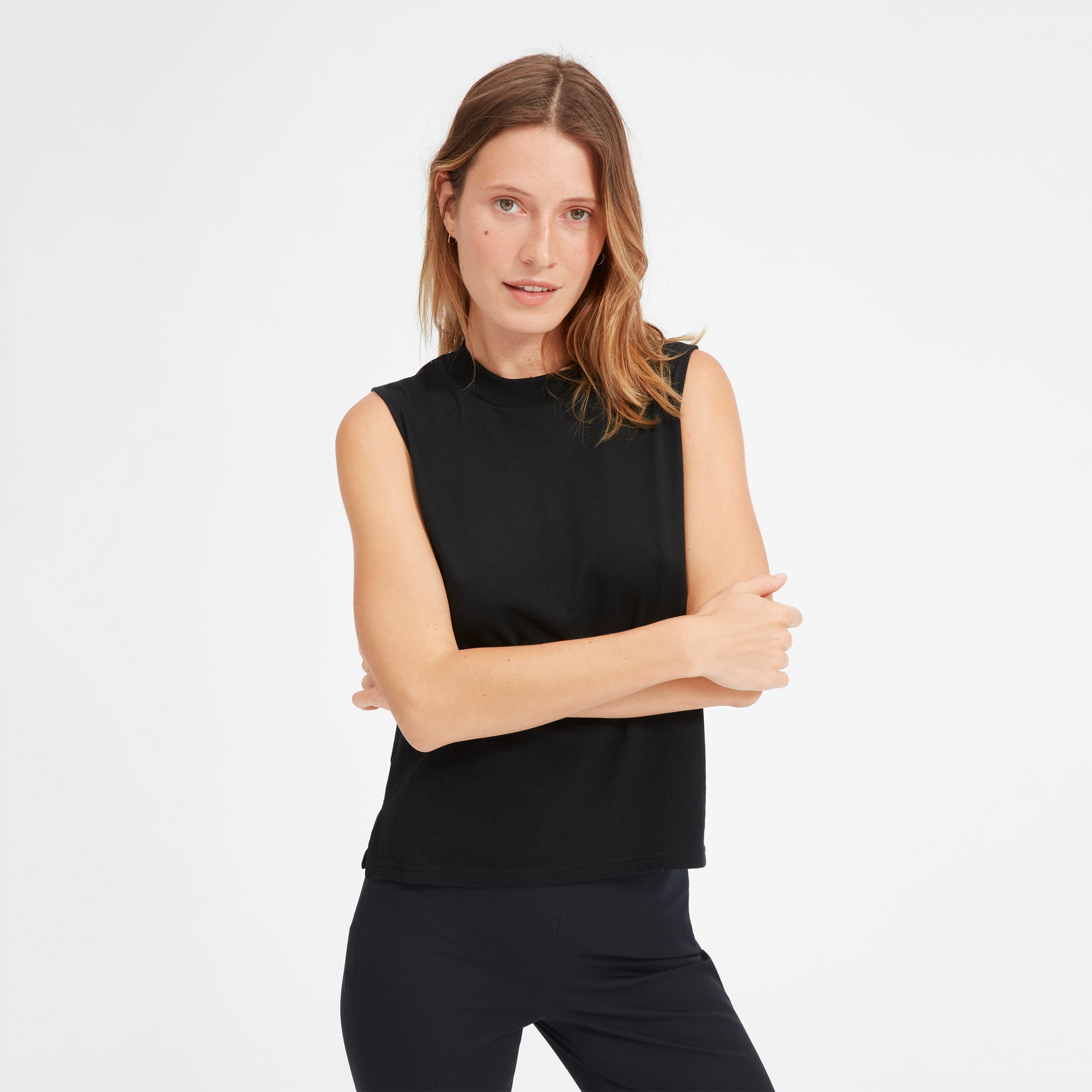 Mock neck muscle tee clearance