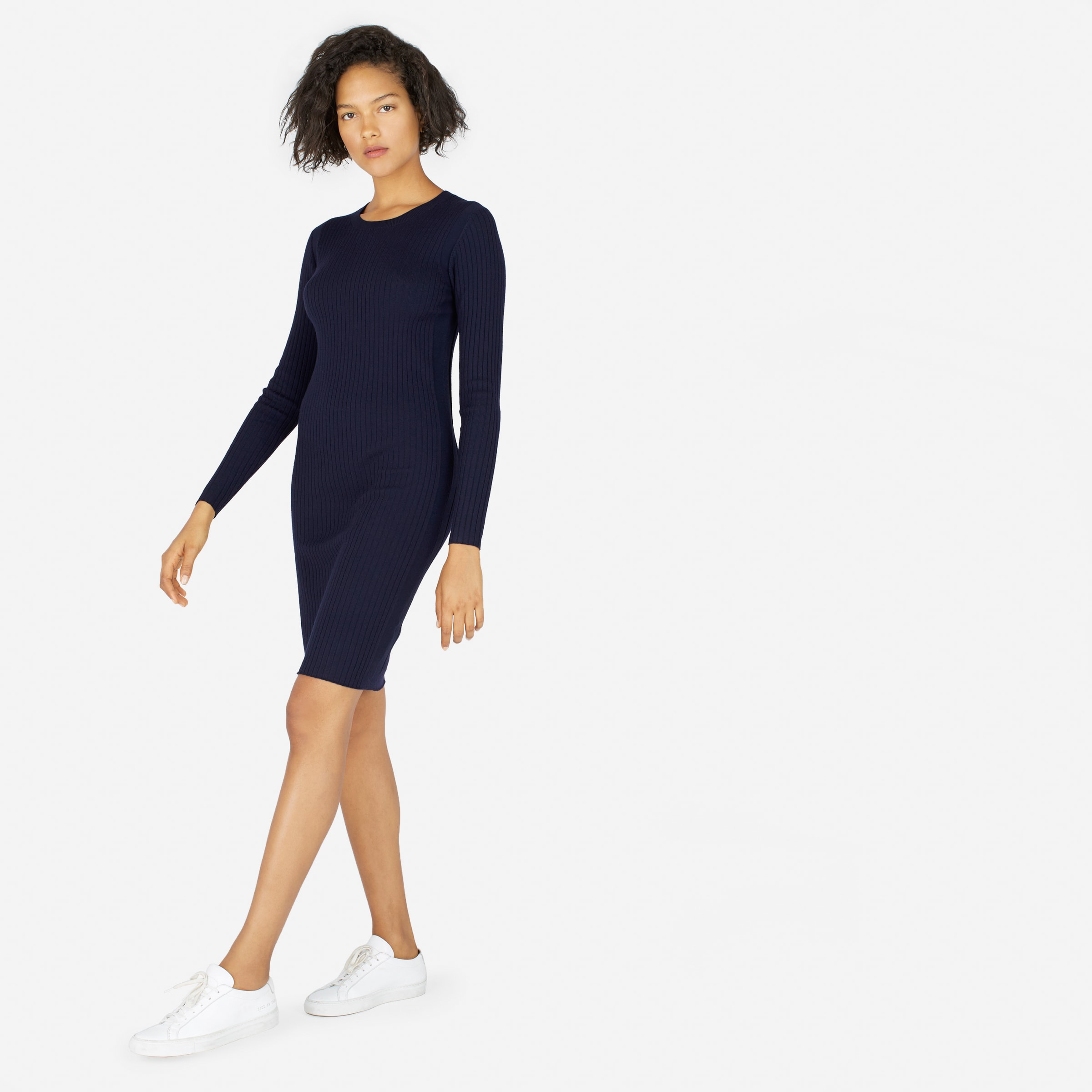 The Luxe Wool Ribbed Long-Sleeve Dress