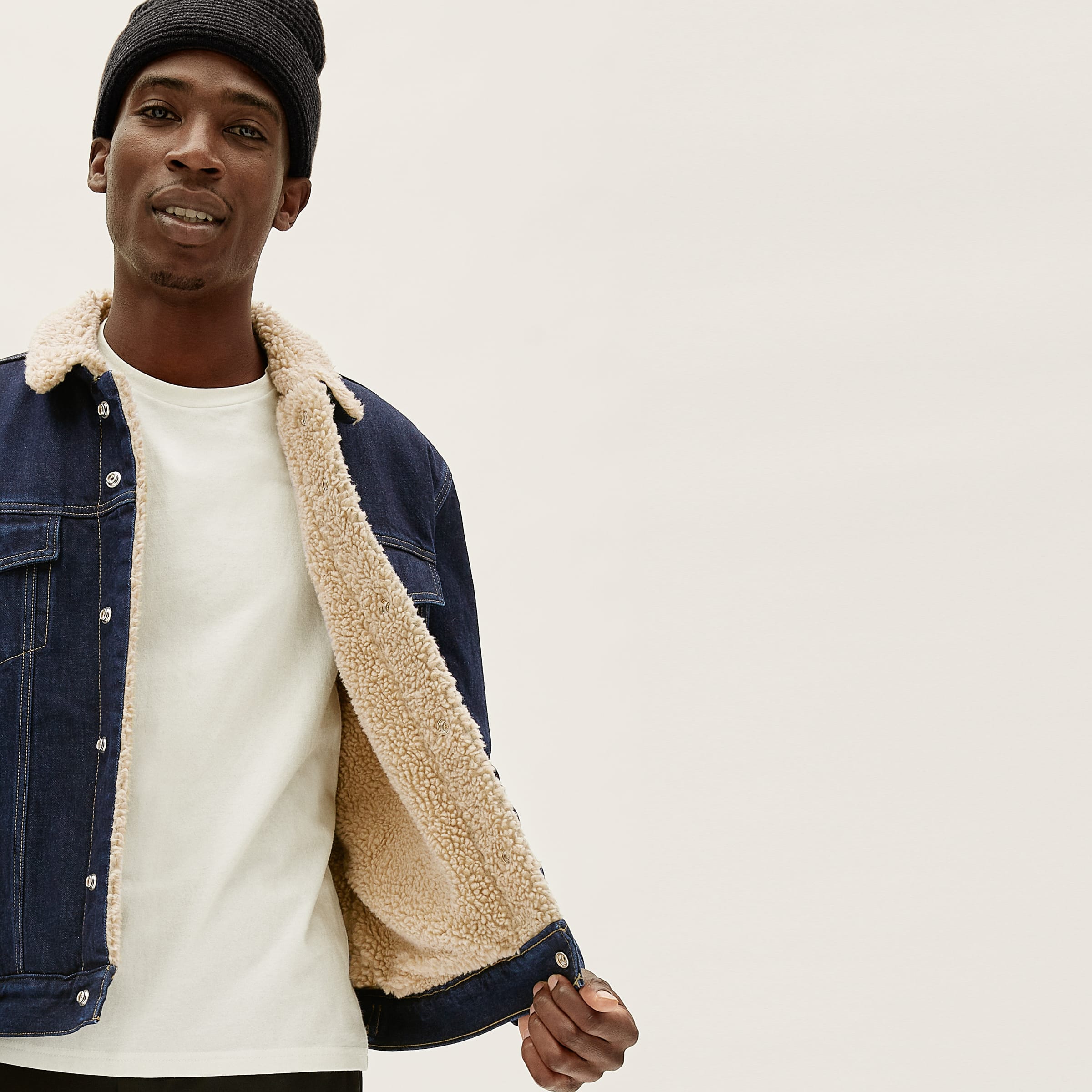 The Fleece Lined Denim Trucker Jacket Midnight Indigo Everlane