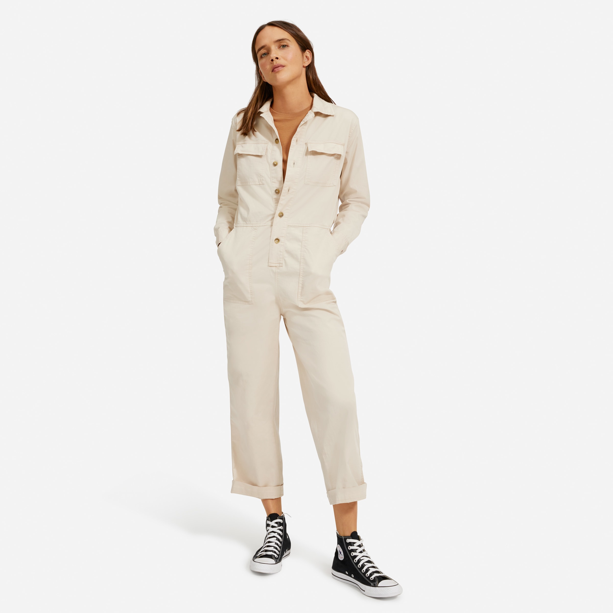 Everlane white jumpsuit clearance