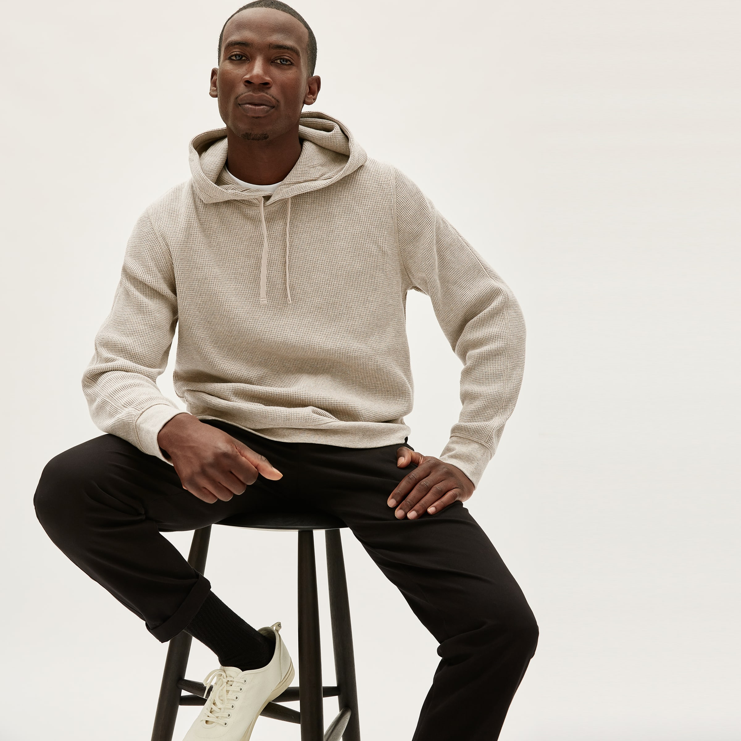 The Waffle-Knit Hoodie Black – Everlane