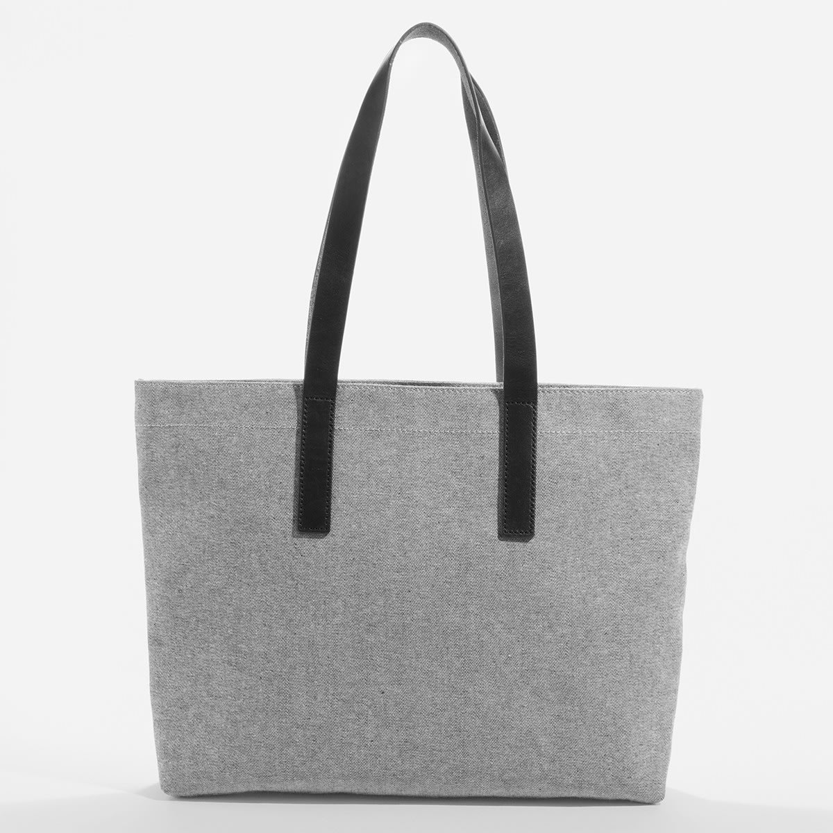Everlane The Twill Tote Bag Canvas Reverse Denim and Black Leather