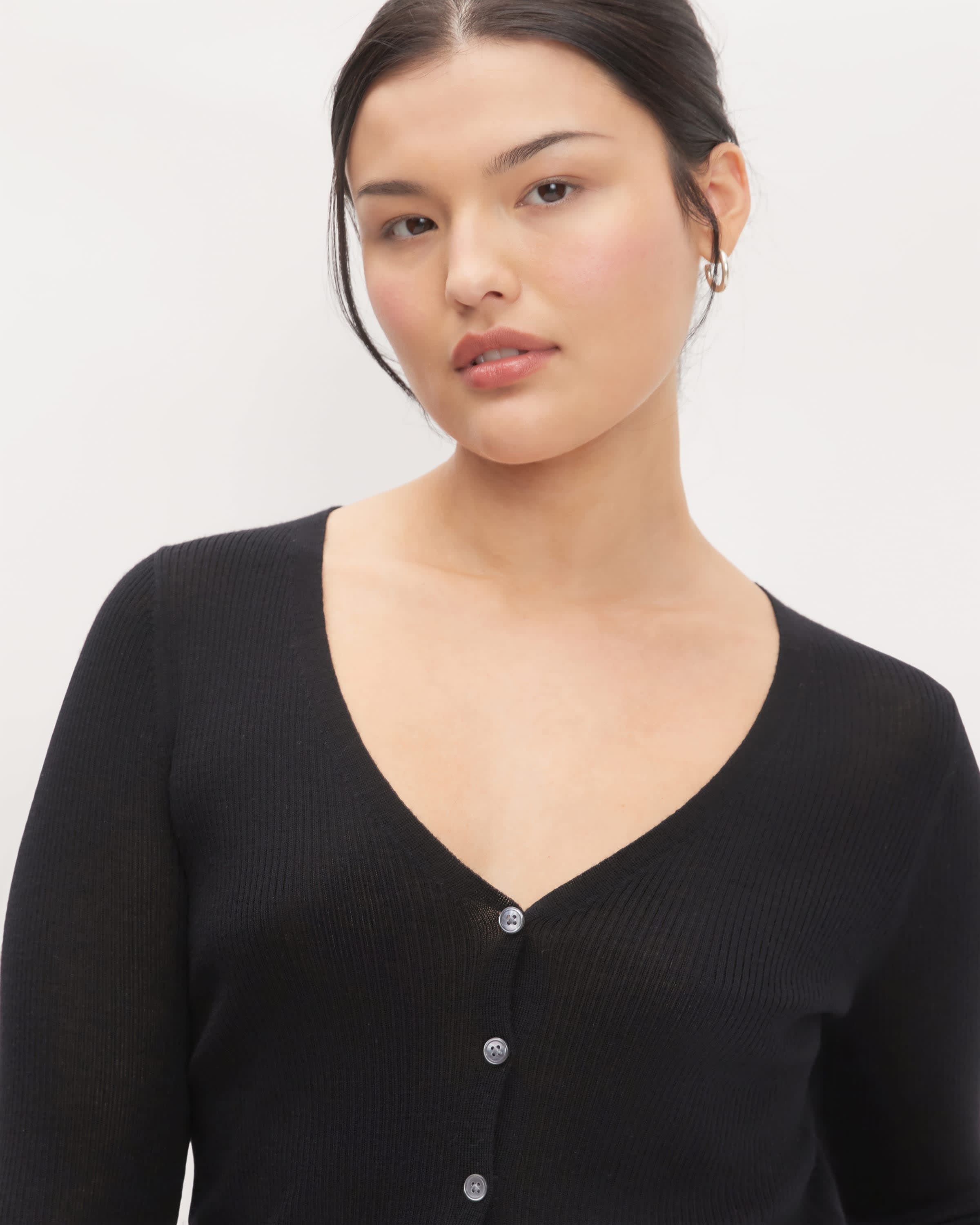 The Ultrafine Merino Ribbed Cardigan Black Everlane