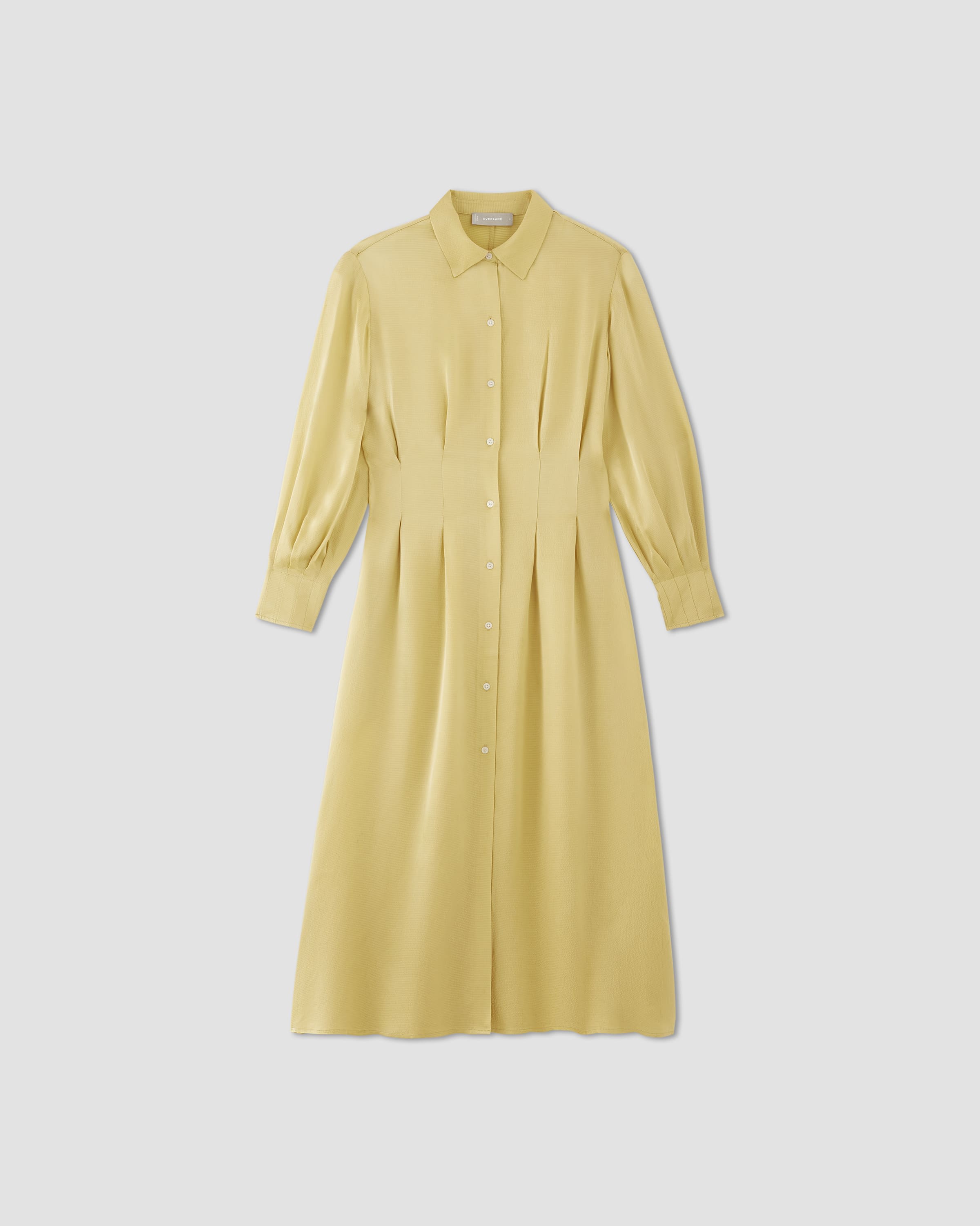 Everlane Women's Hammered Satin Shirt Dress in Raffia, Size 6