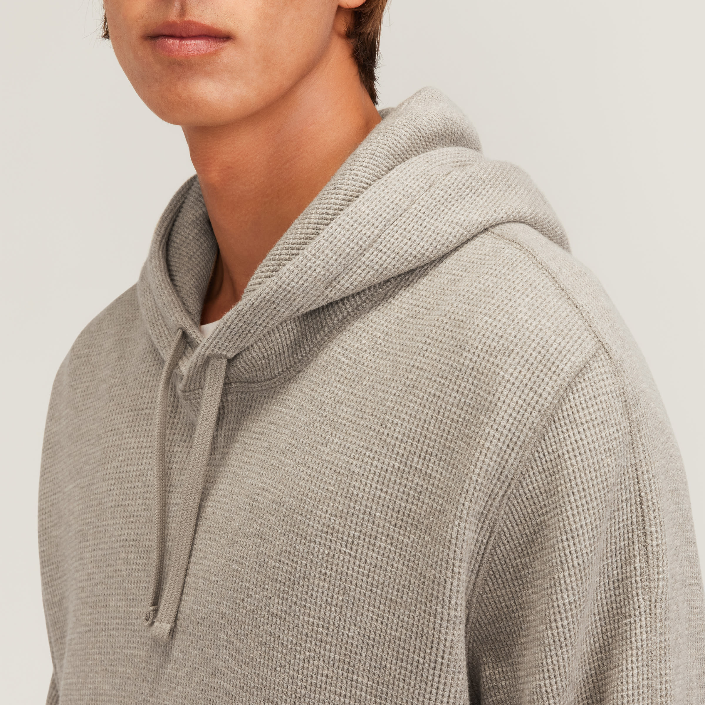 Men's Baby Alpaca Waffle Stitch Hooded Pullover