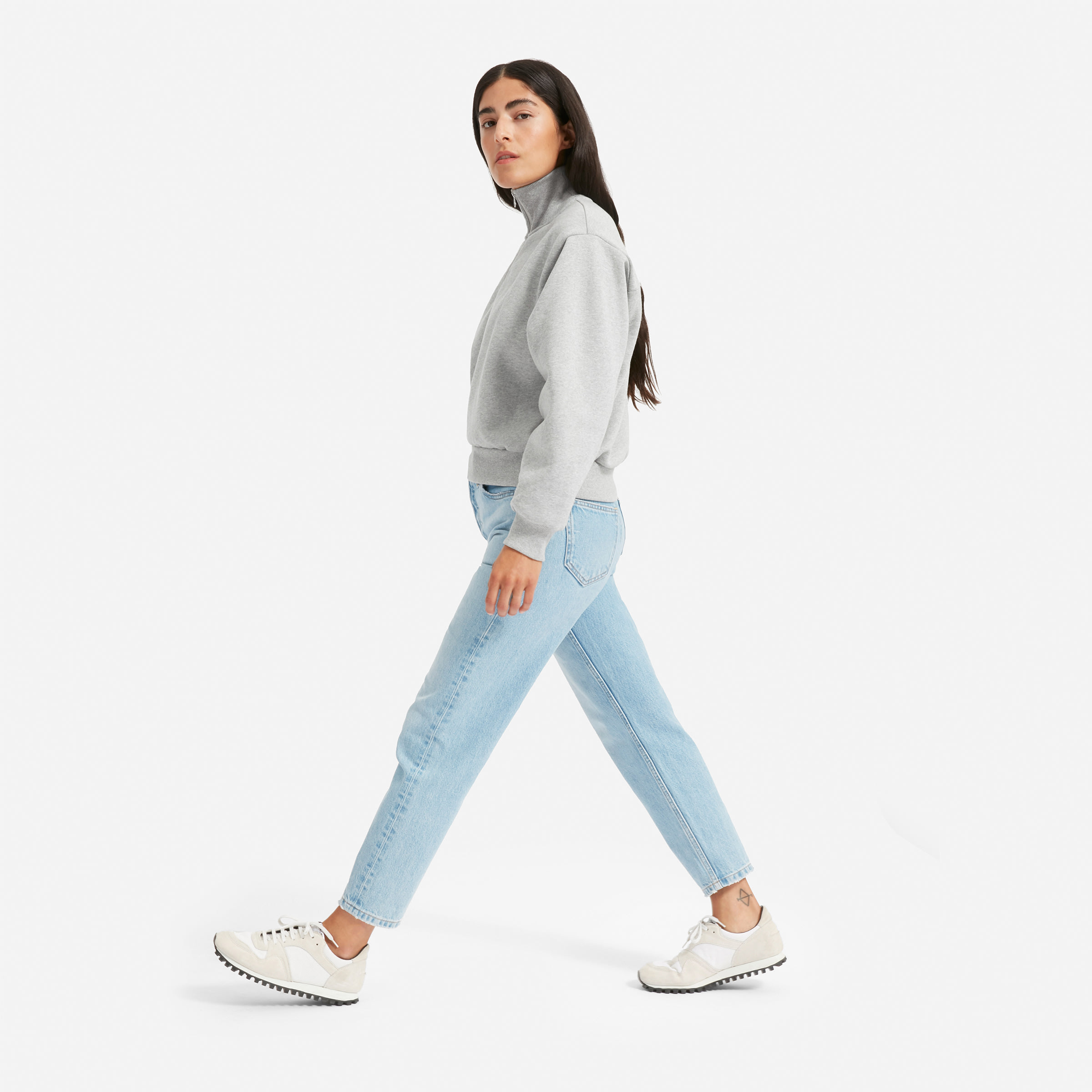The Oversized Fleece Half Zip Heathered Grey Everlane