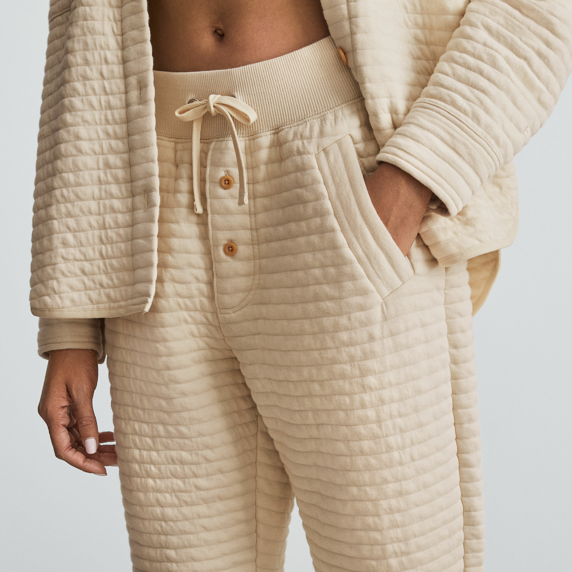 Quilted jogger set sales