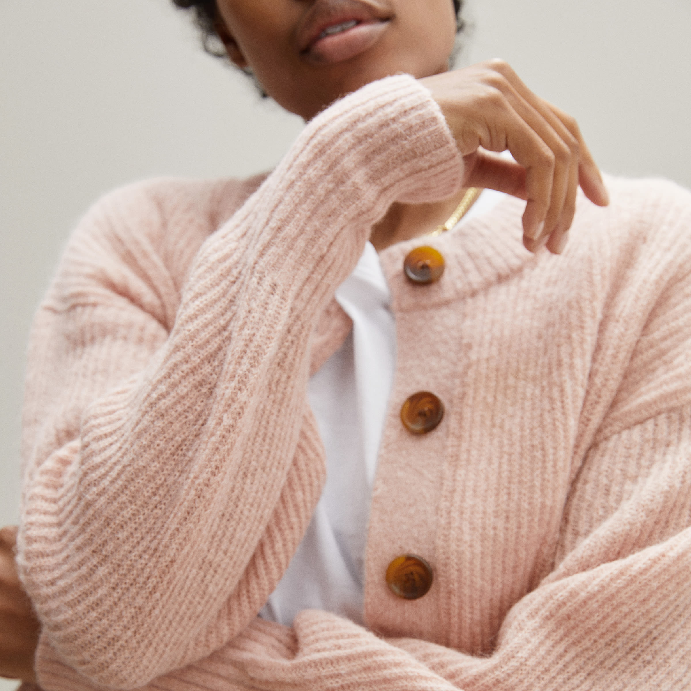 everlane cropped alpaca cardigan review