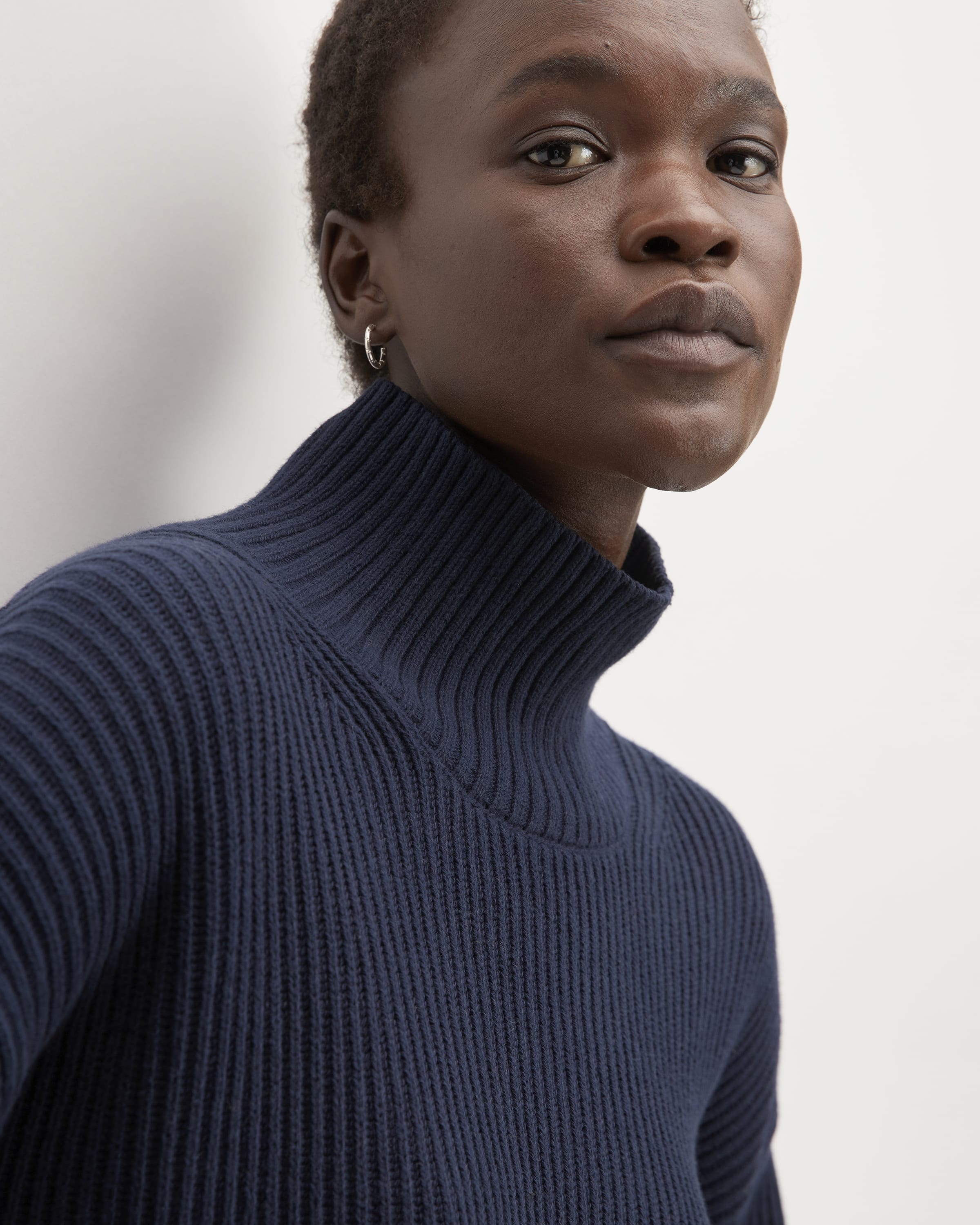 Navy blue ribbed turtleneck clearance