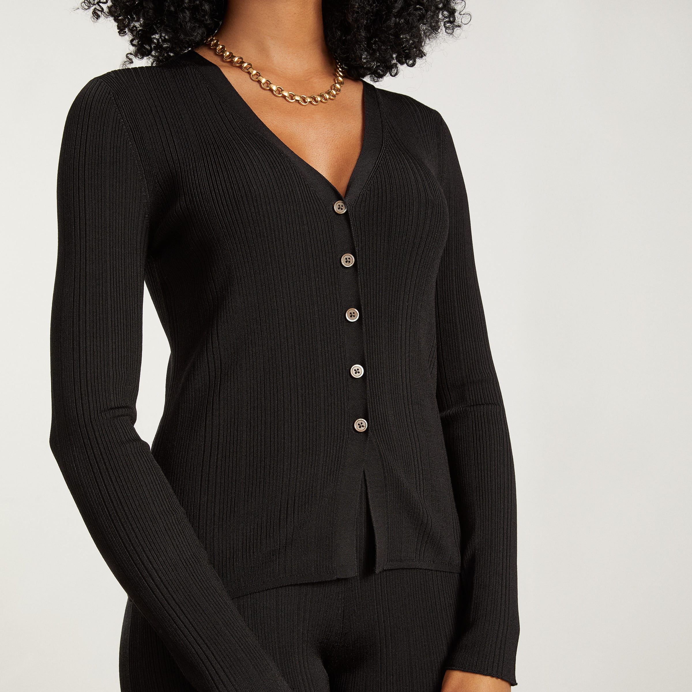 The Rib Knit Cardigan Black – Everlane