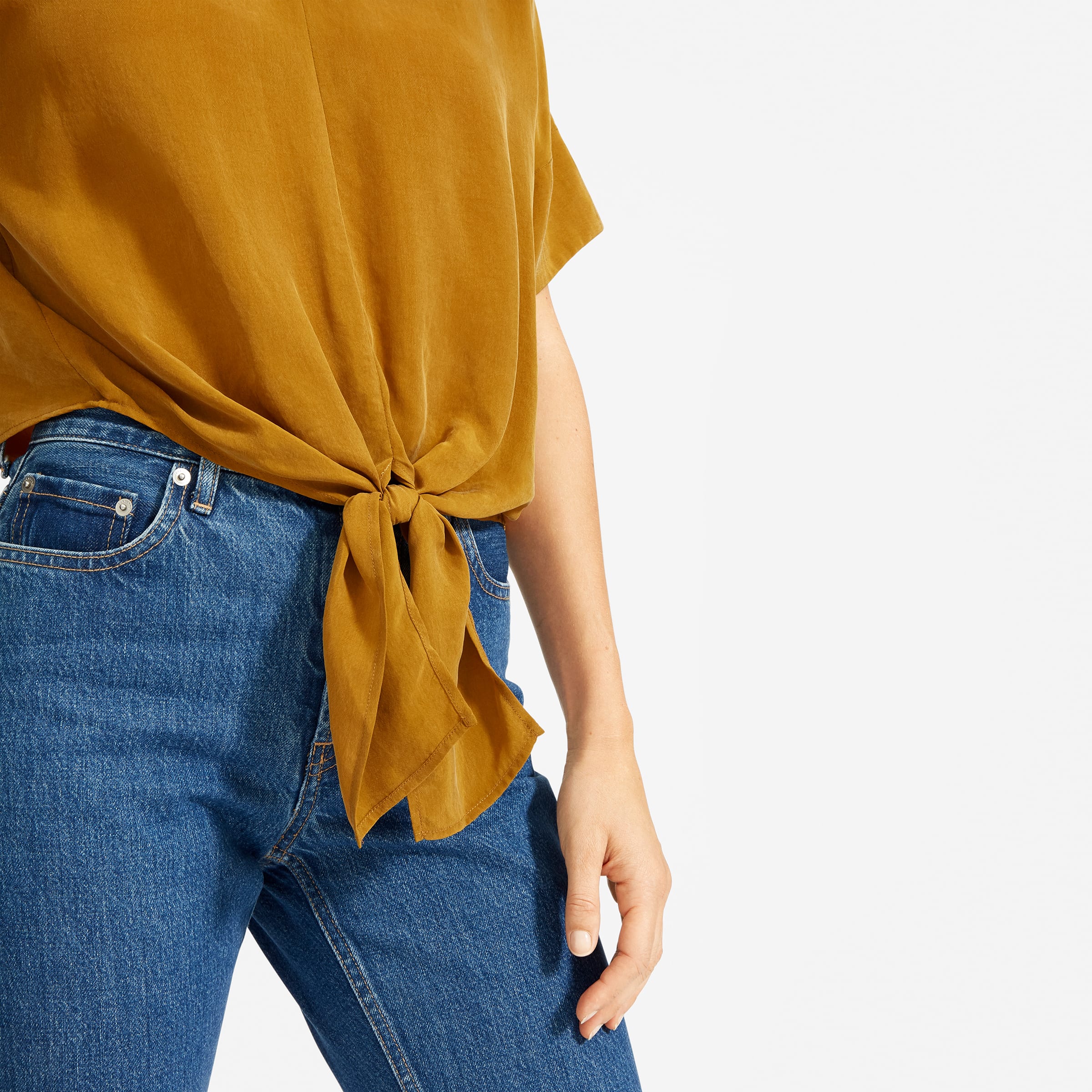 The Cupro Tie-Front Top Brass – Everlane