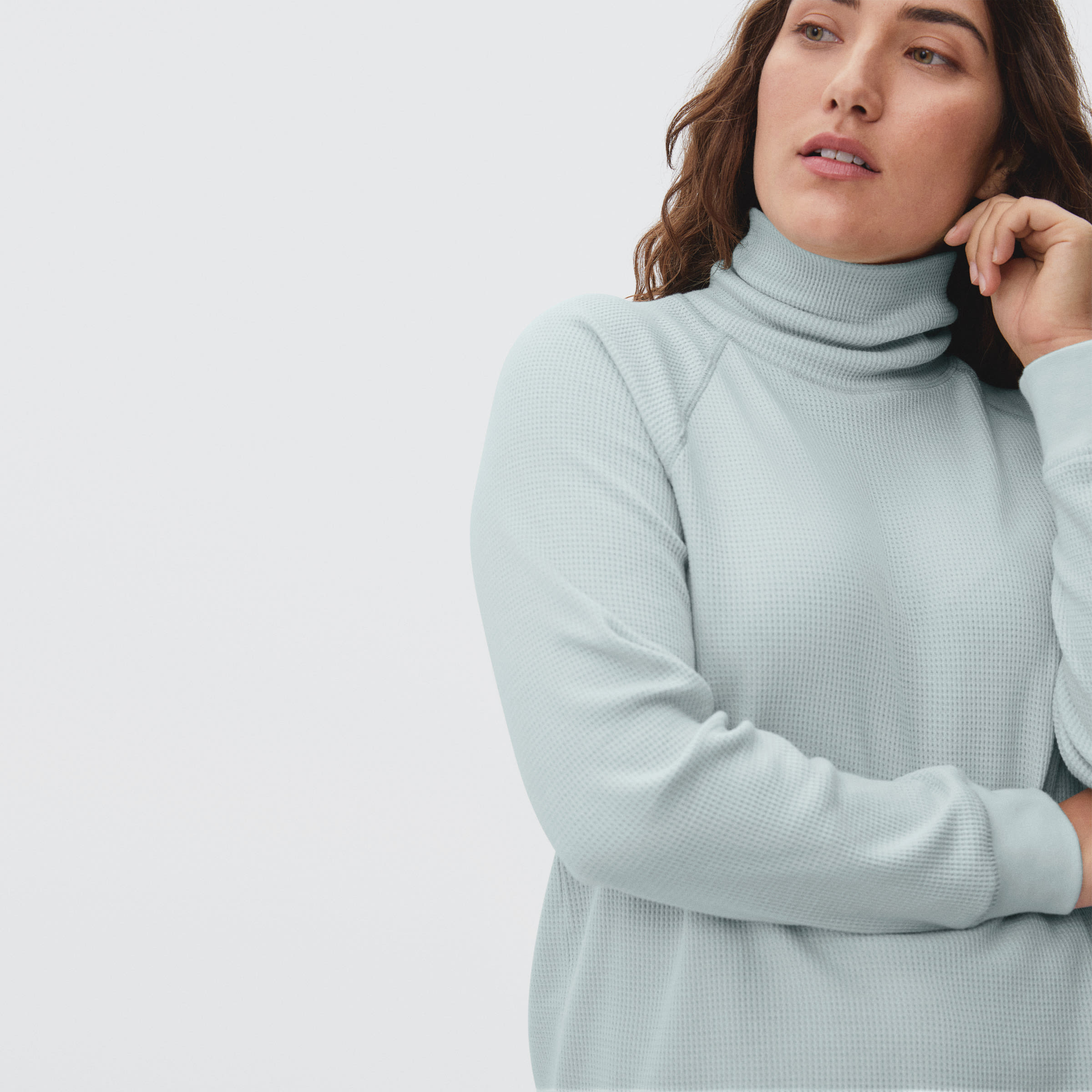 The Organic Cotton Turtleneck Waffle Tee Ice Blue Everlane
