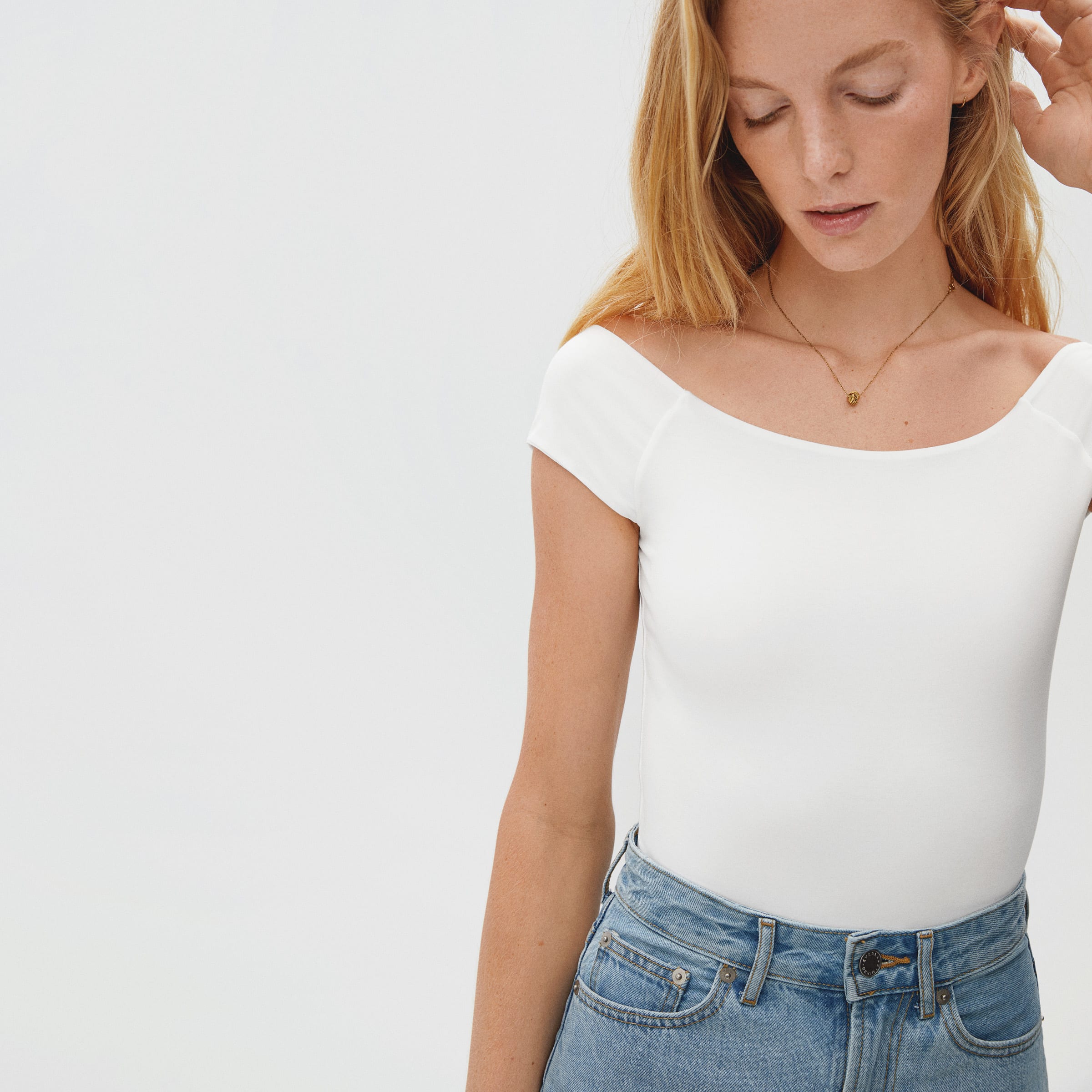 White off the shoulder bodysuits hotsell