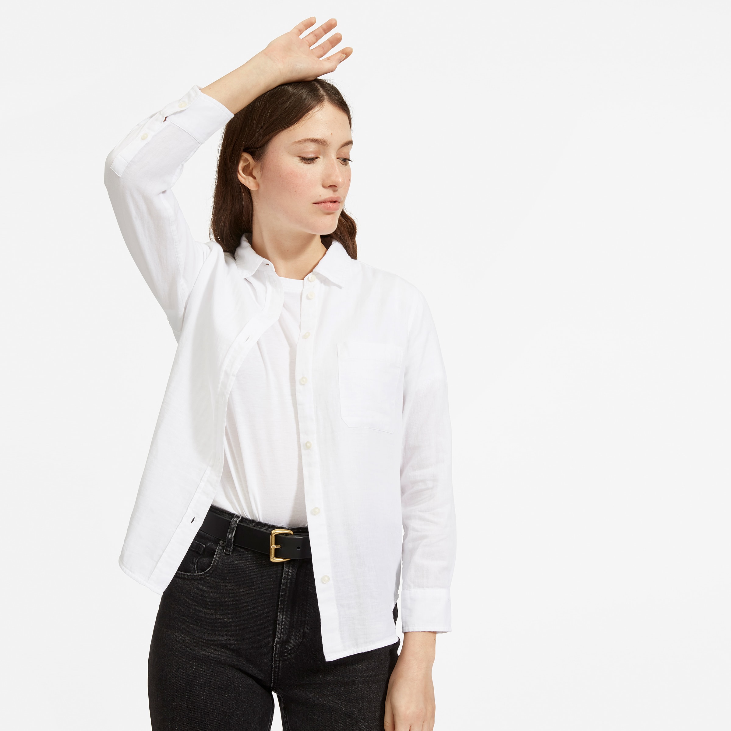 White cotton button down womens Clearance