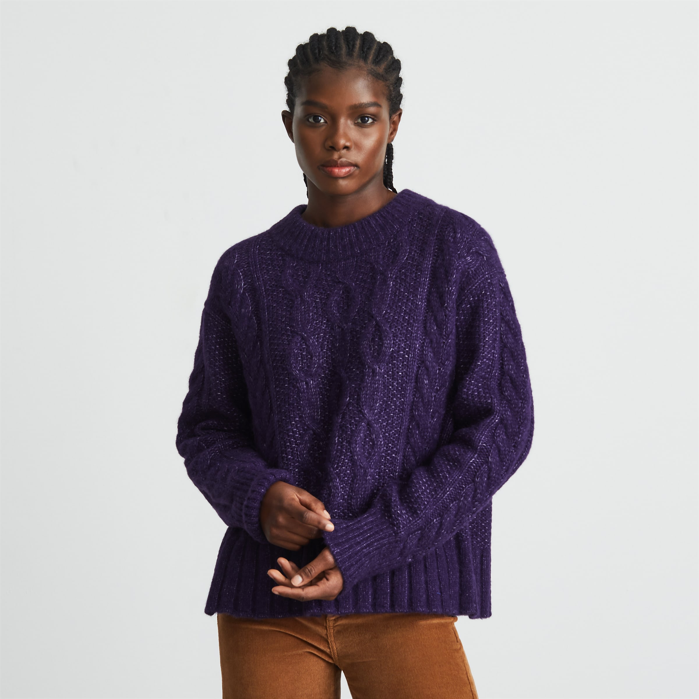 The Cloud Cable-Knit Crew Ink – Everlane