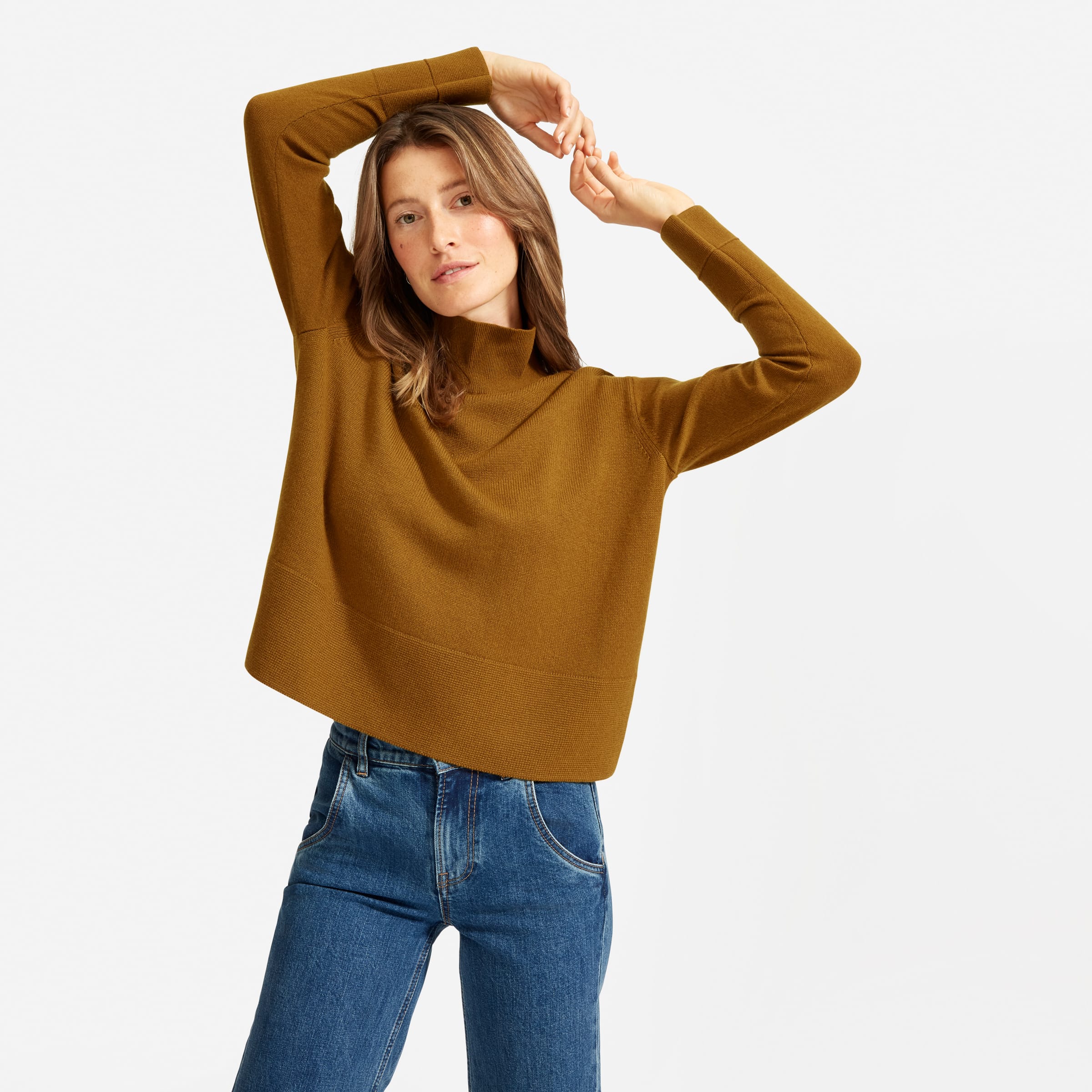 The Cashmere Square Turtleneck Brass 