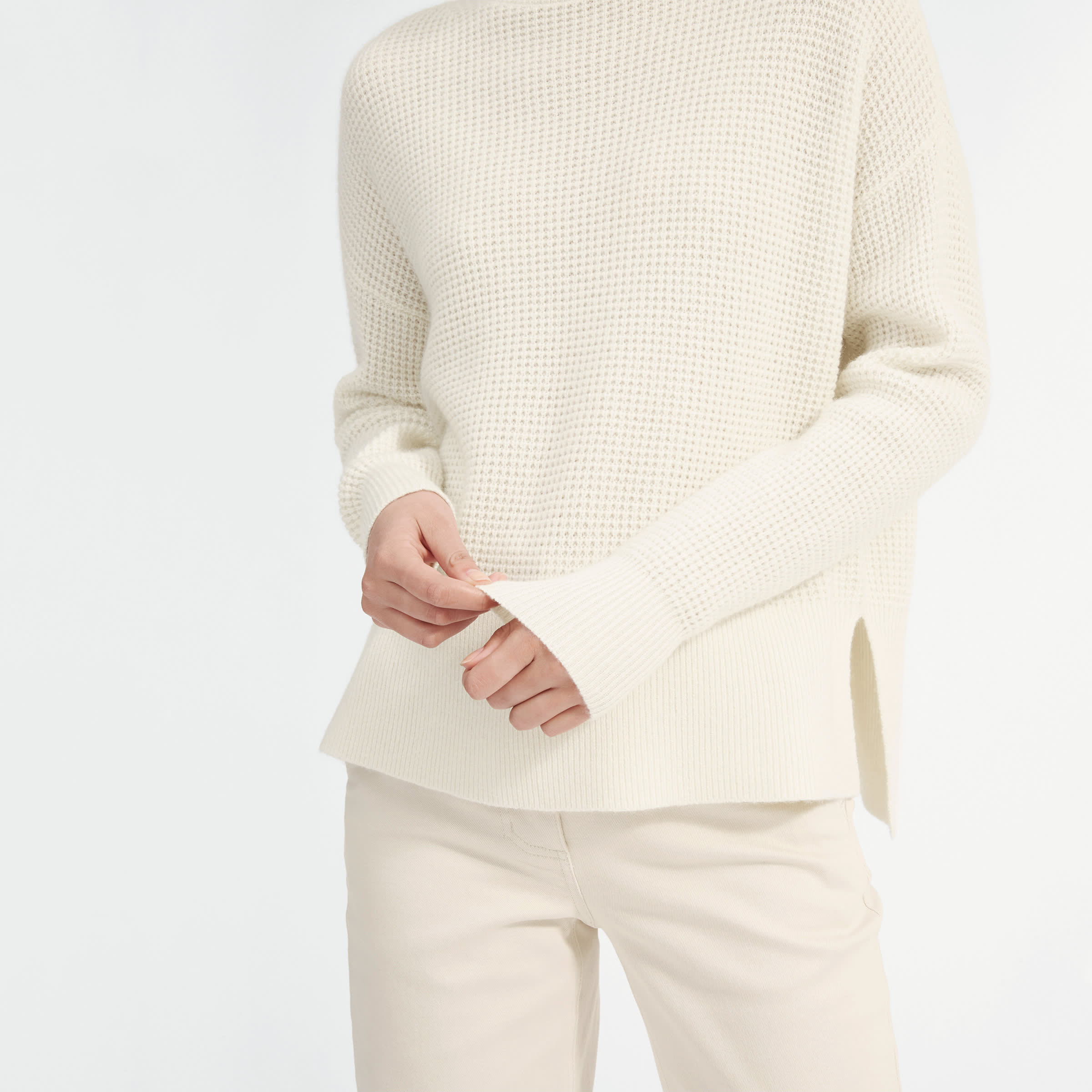 Everlane cashmere top waffle square turtleneck