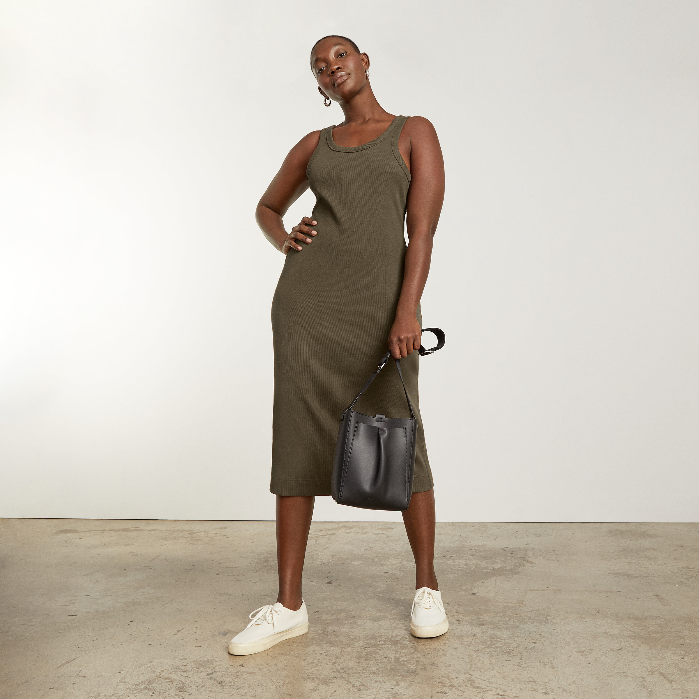 The Ribbed Tank Dress Black – Everlane